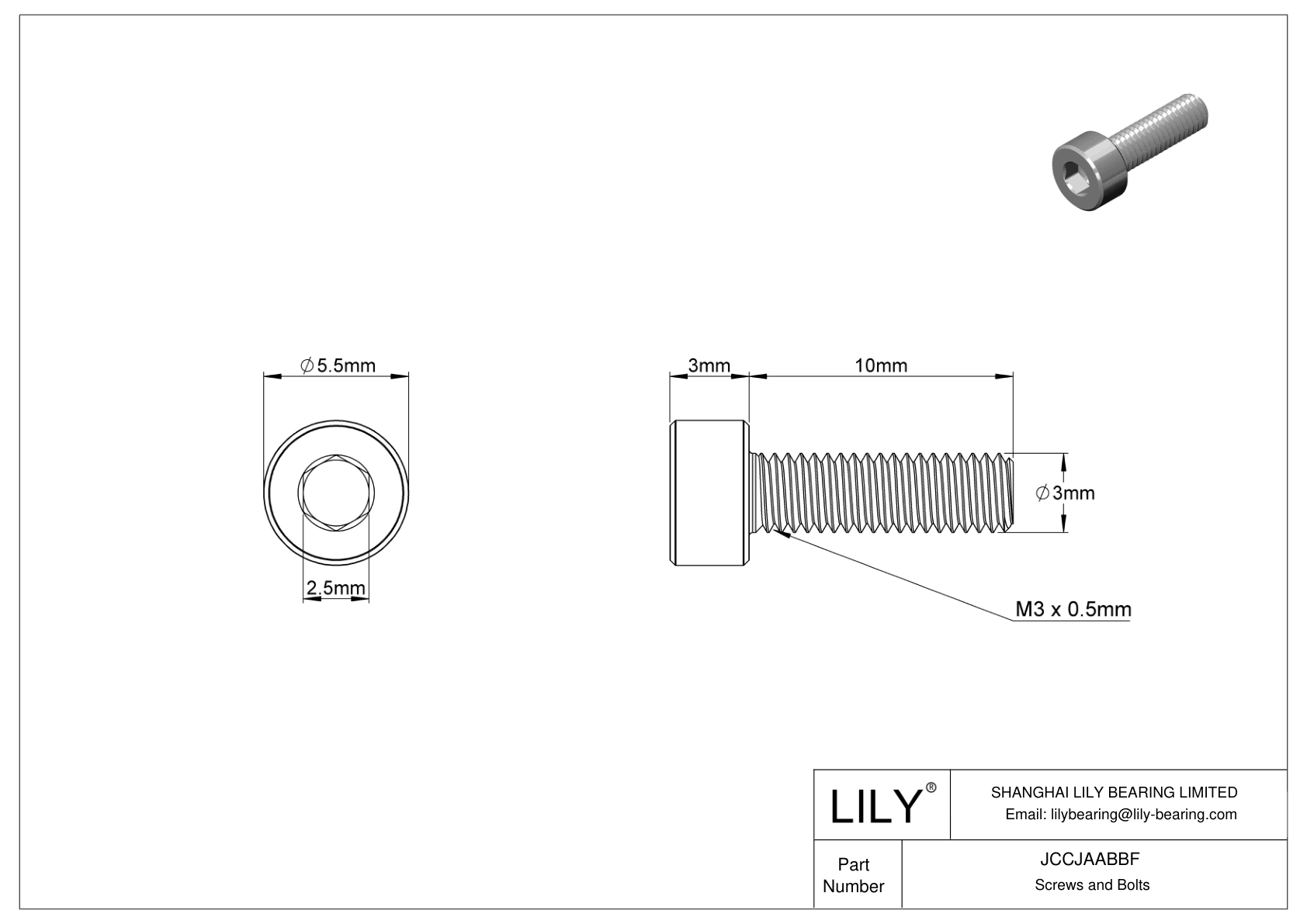 JCCJAABBF Super-Corrosion-Resistant 316 Stainless Steel Socket Head Screws cad drawing