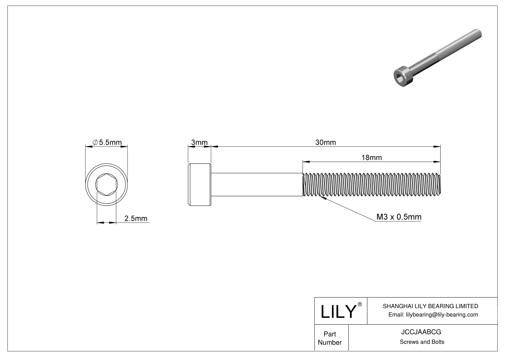 JCCJAABCG Super-Corrosion-Resistant 316 Stainless Steel Socket Head Screws cad drawing