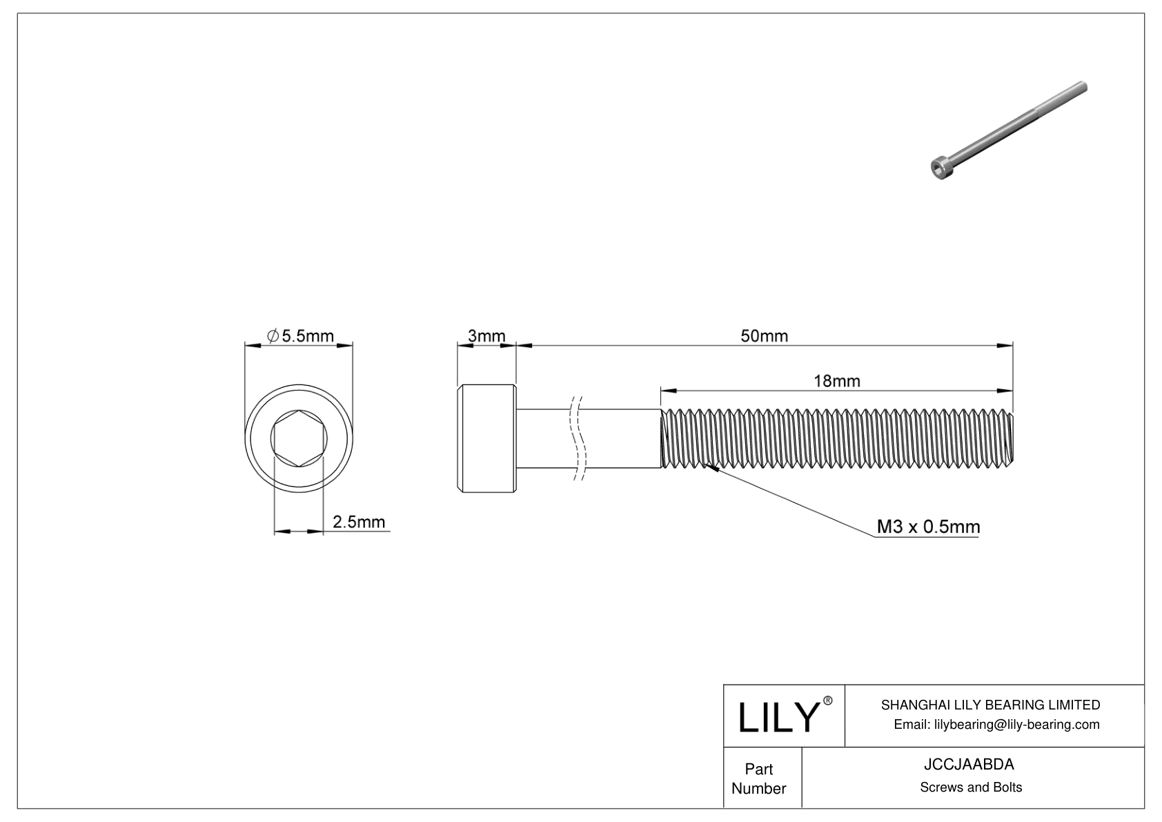 JCCJAABDA 超耐腐蚀 316 不锈钢内六角螺钉 cad drawing