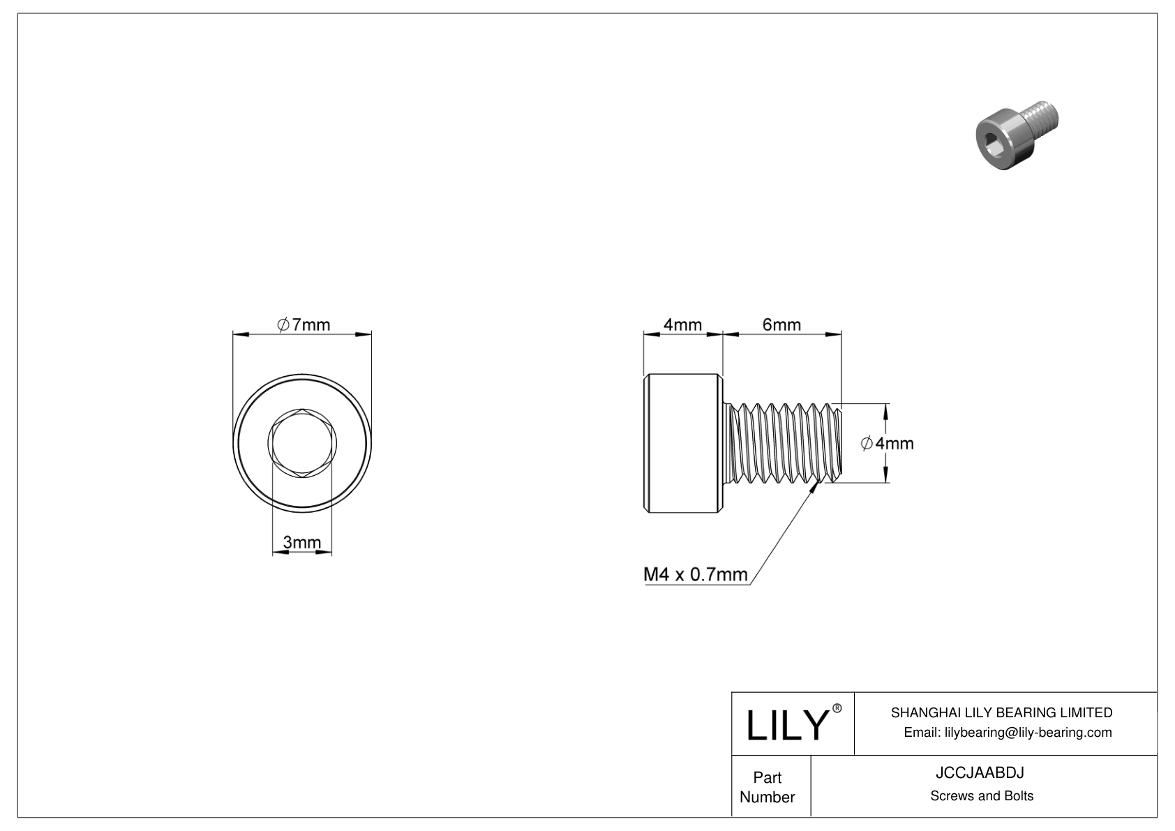 JCCJAABDJ 超耐腐蚀 316 不锈钢内六角螺钉 cad drawing