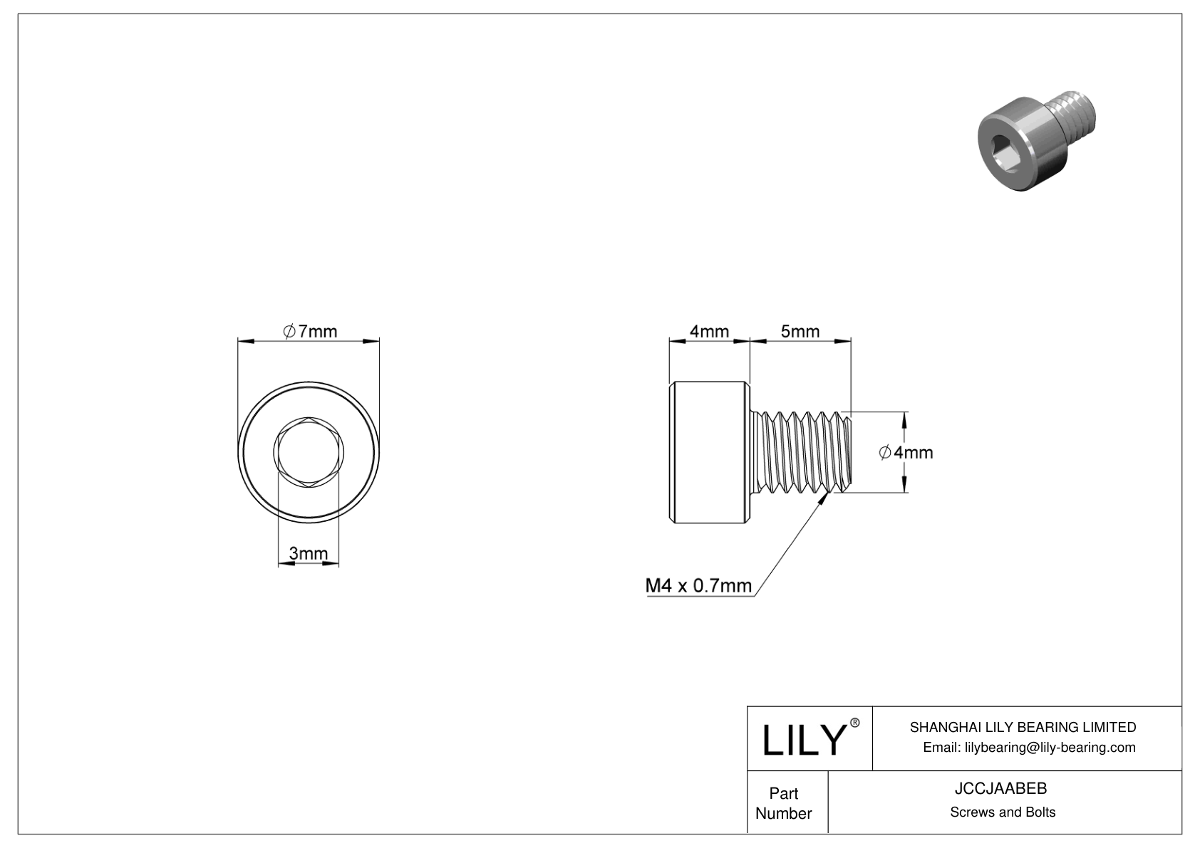 JCCJAABEB 超耐腐蚀 316 不锈钢内六角螺钉 cad drawing