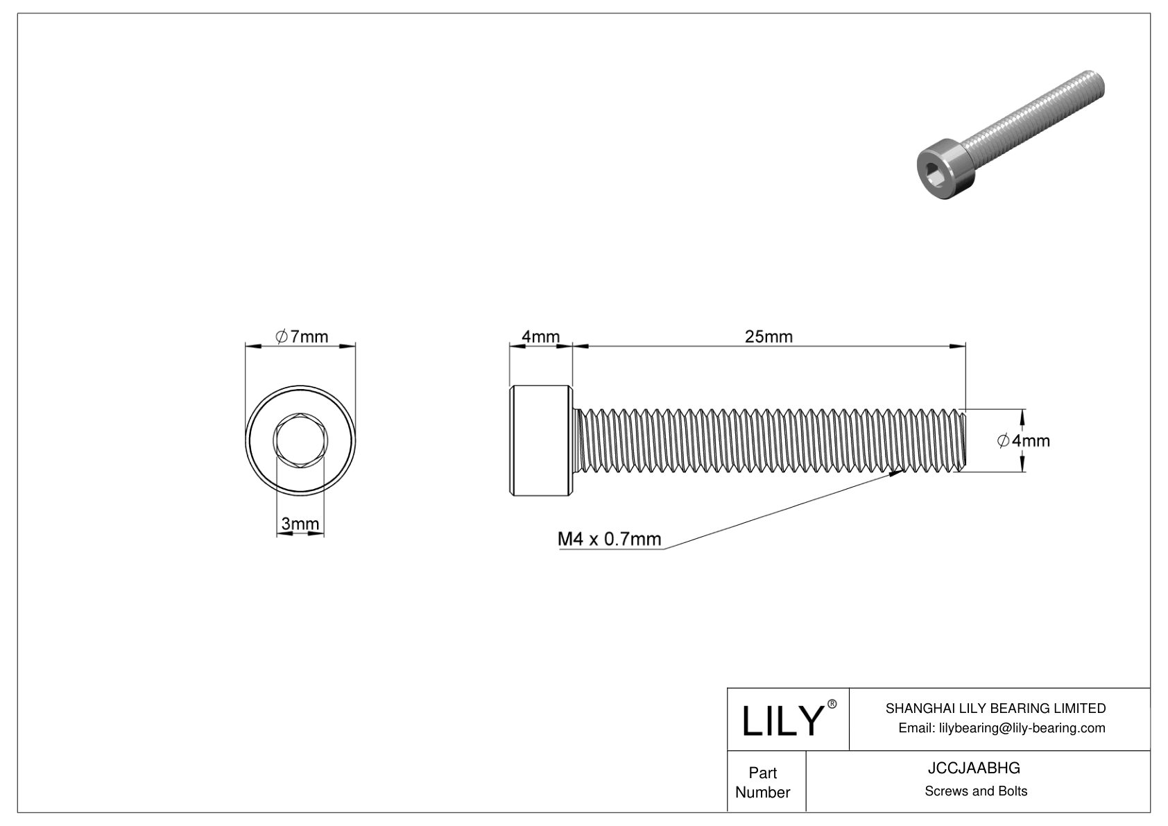 JCCJAABHG Super-Corrosion-Resistant 316 Stainless Steel Socket Head Screws cad drawing