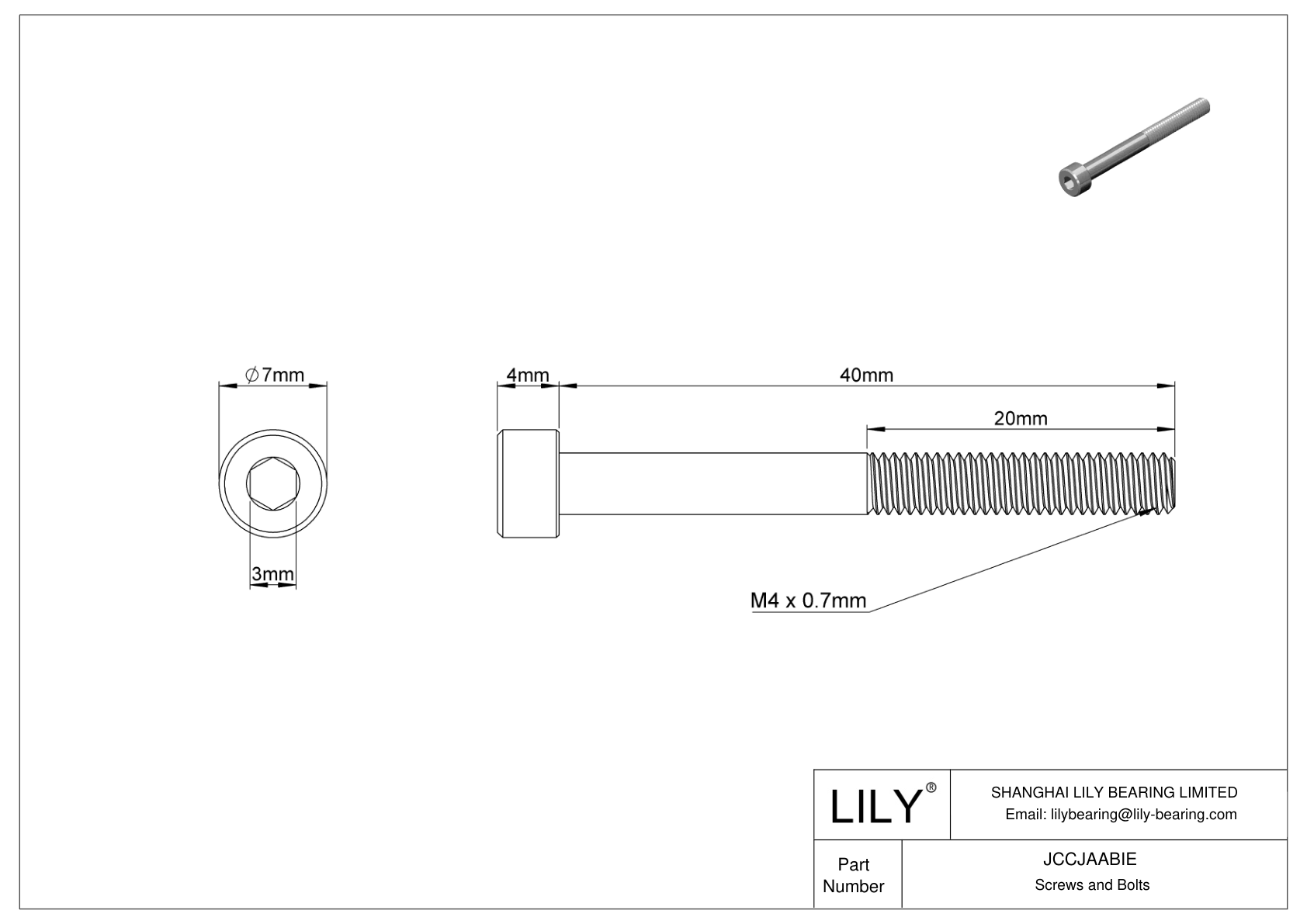 JCCJAABIE 超耐腐蚀 316 不锈钢内六角螺钉 cad drawing