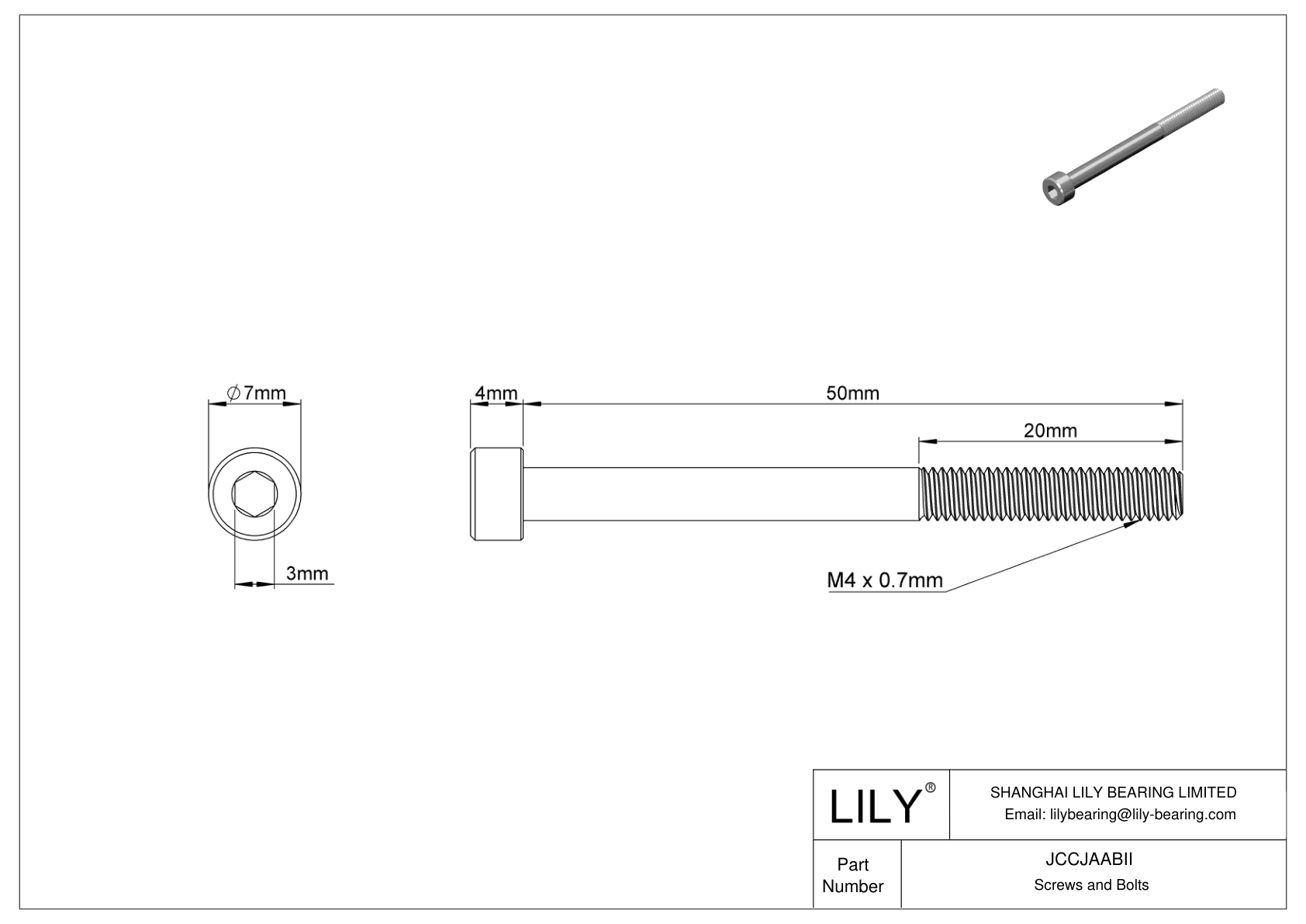 JCCJAABII 超耐腐蚀 316 不锈钢内六角螺钉 cad drawing