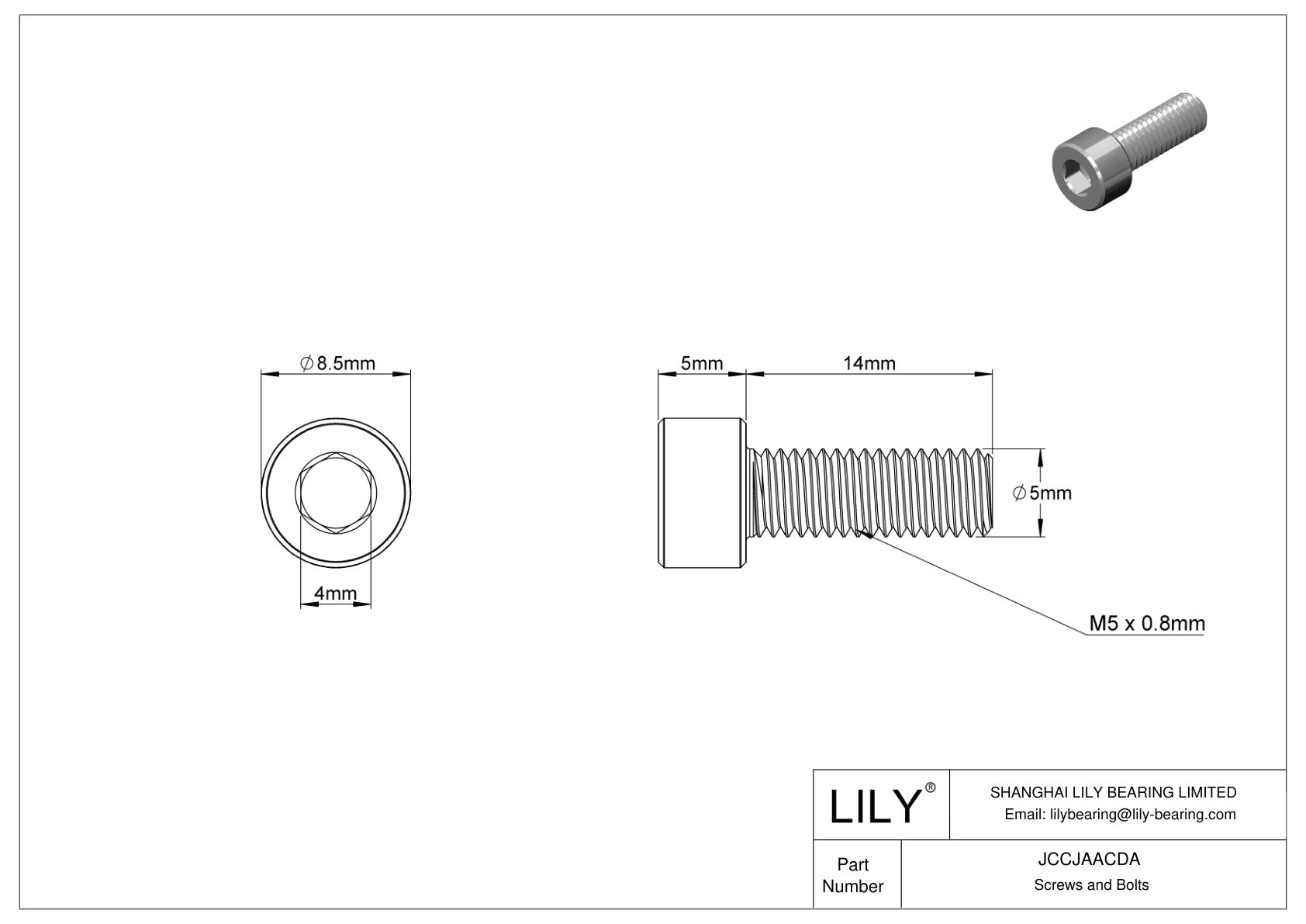 JCCJAACDA 超耐腐蚀 316 不锈钢内六角螺钉 cad drawing