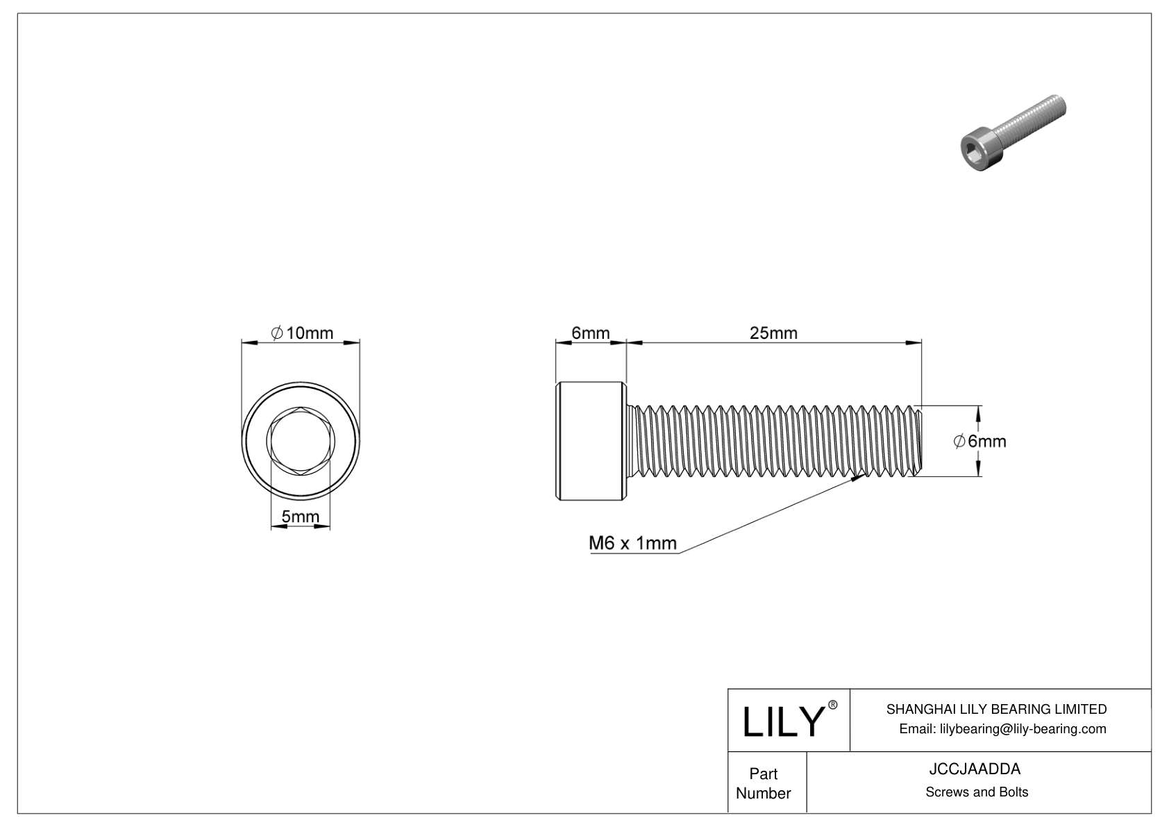 JCCJAADDA Super-Corrosion-Resistant 316 Stainless Steel Socket Head Screws cad drawing