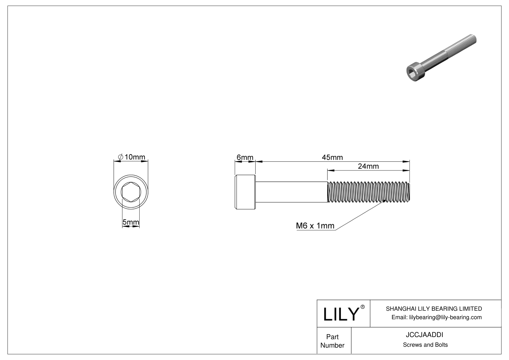 JCCJAADDI 超耐腐蚀 316 不锈钢内六角螺钉 cad drawing