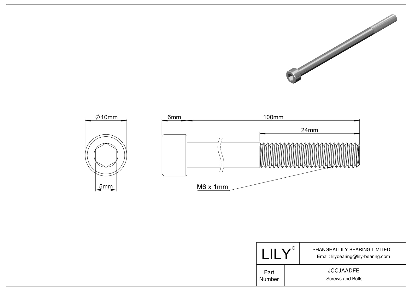 JCCJAADFE Super-Corrosion-Resistant 316 Stainless Steel Socket Head Screws cad drawing