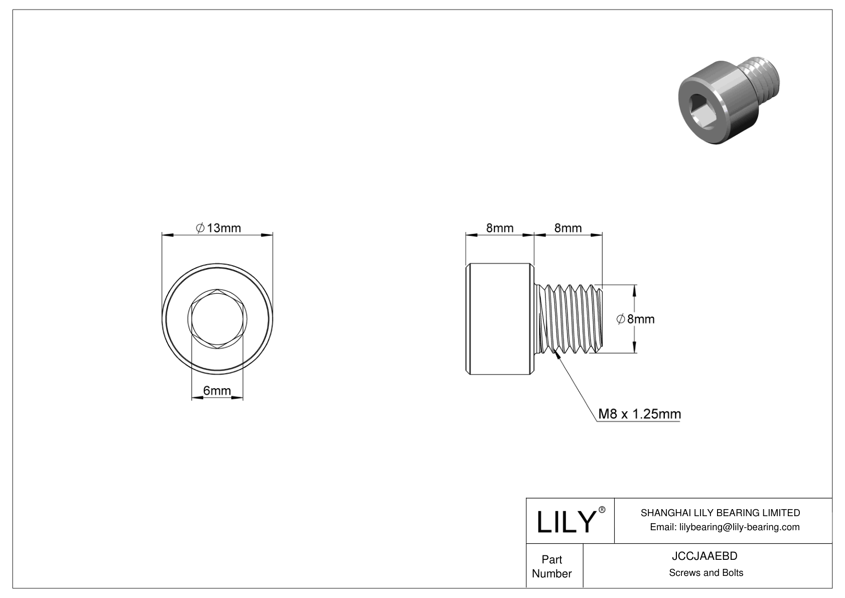 JCCJAAEBD 超耐腐蚀 316 不锈钢内六角螺钉 cad drawing