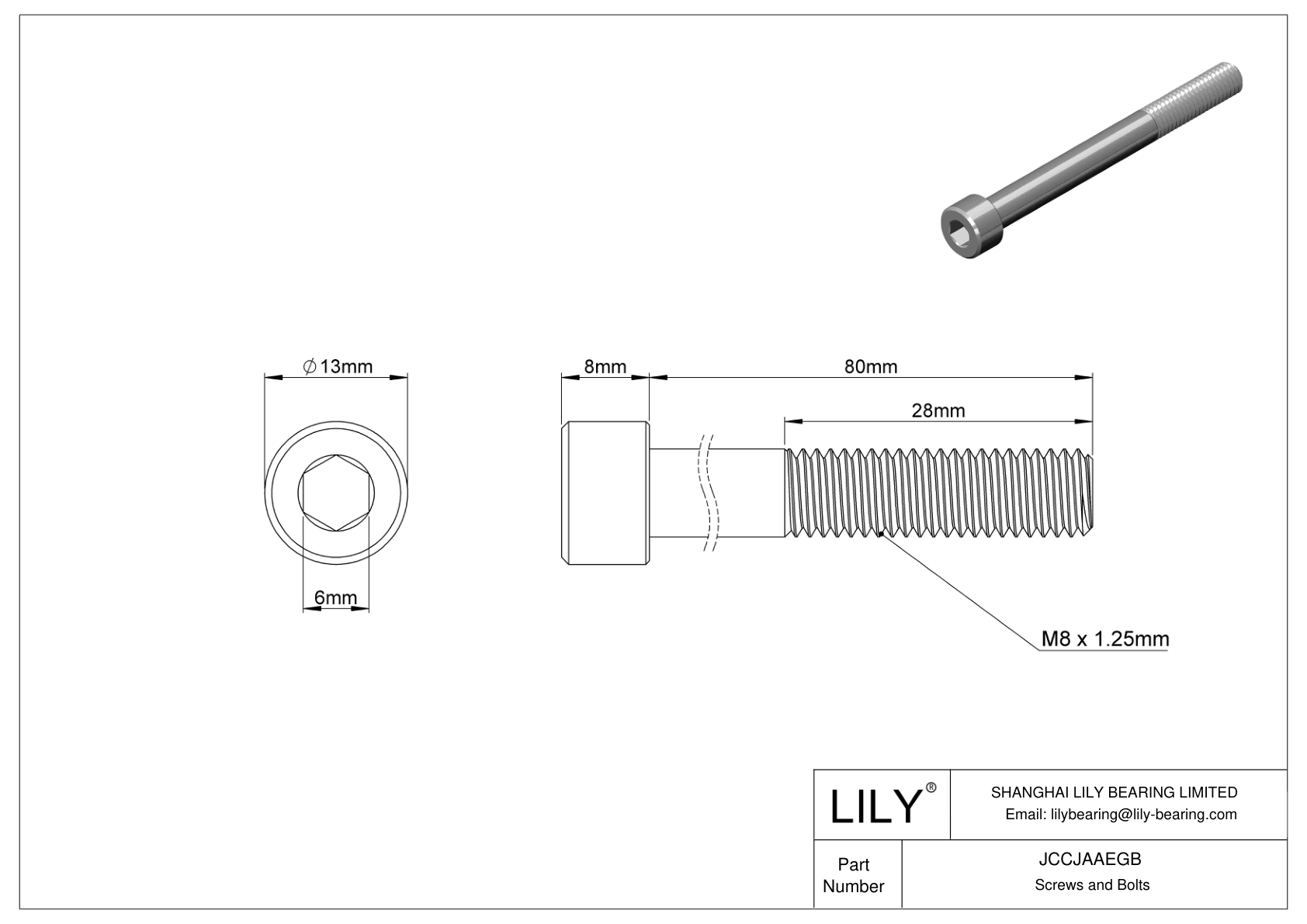 JCCJAAEGB Super-Corrosion-Resistant 316 Stainless Steel Socket Head Screws cad drawing