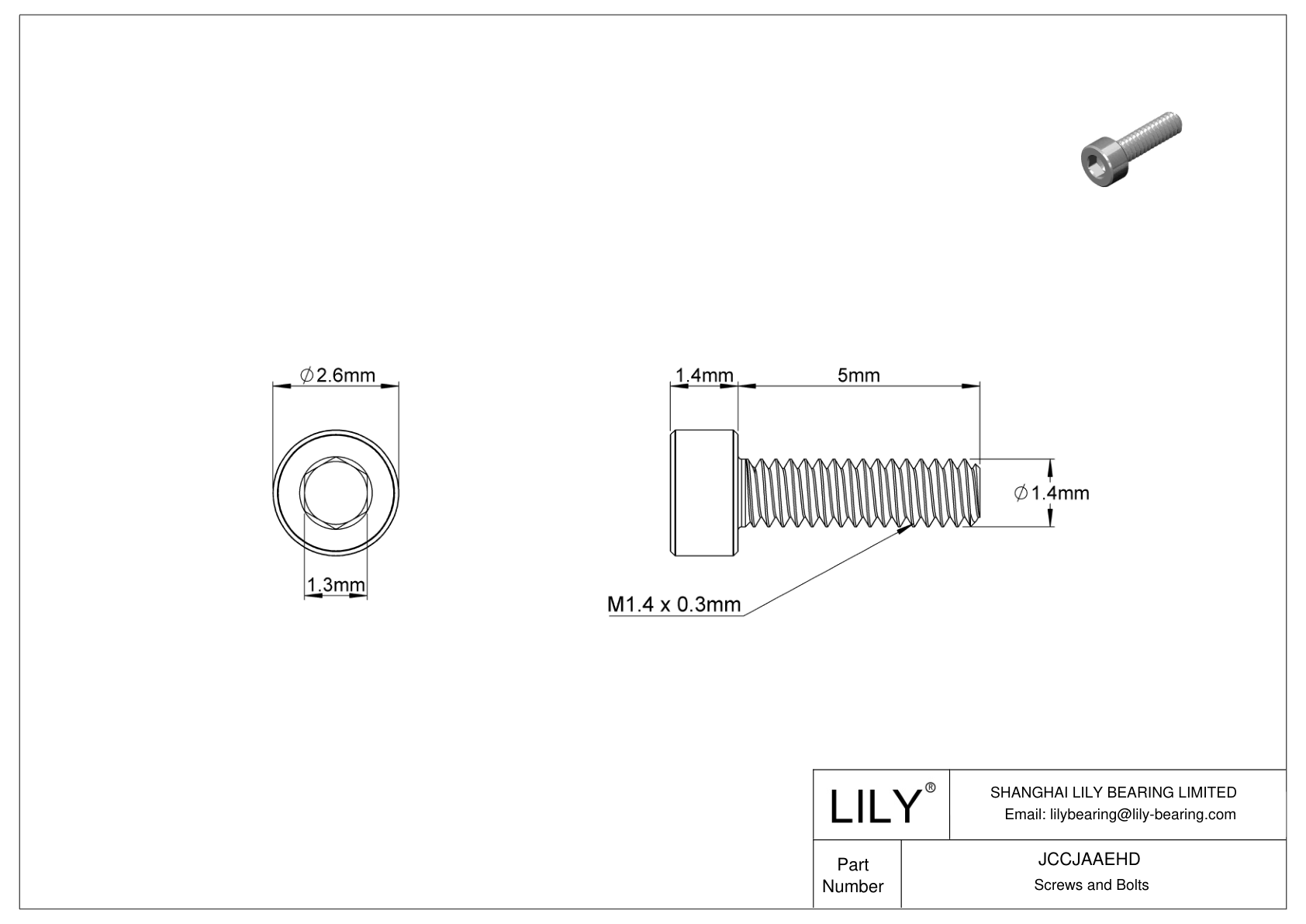 JCCJAAEHD Super-Corrosion-Resistant 316 Stainless Steel Socket Head Screws cad drawing