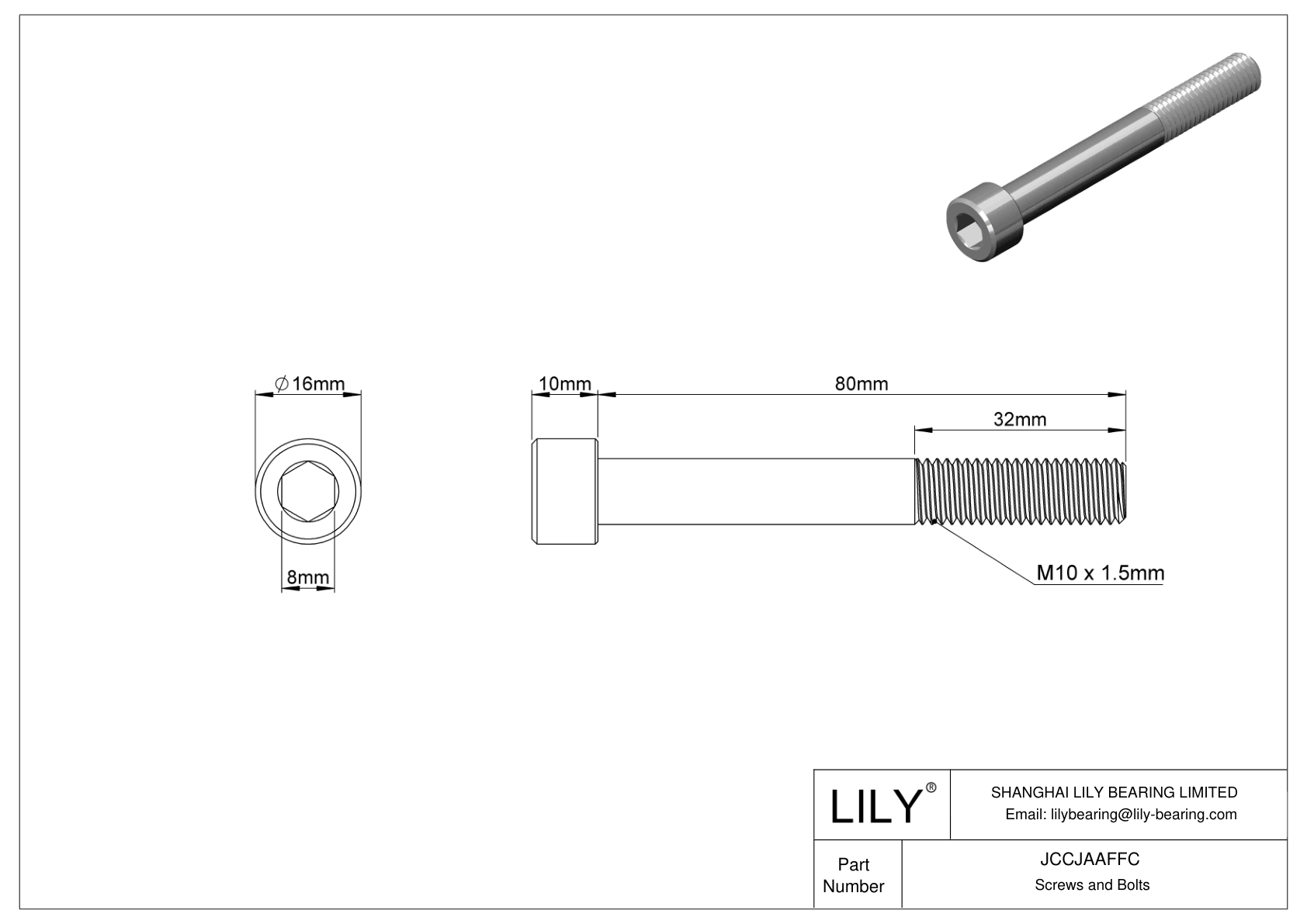 JCCJAAFFC 超耐腐蚀 316 不锈钢内六角螺钉 cad drawing