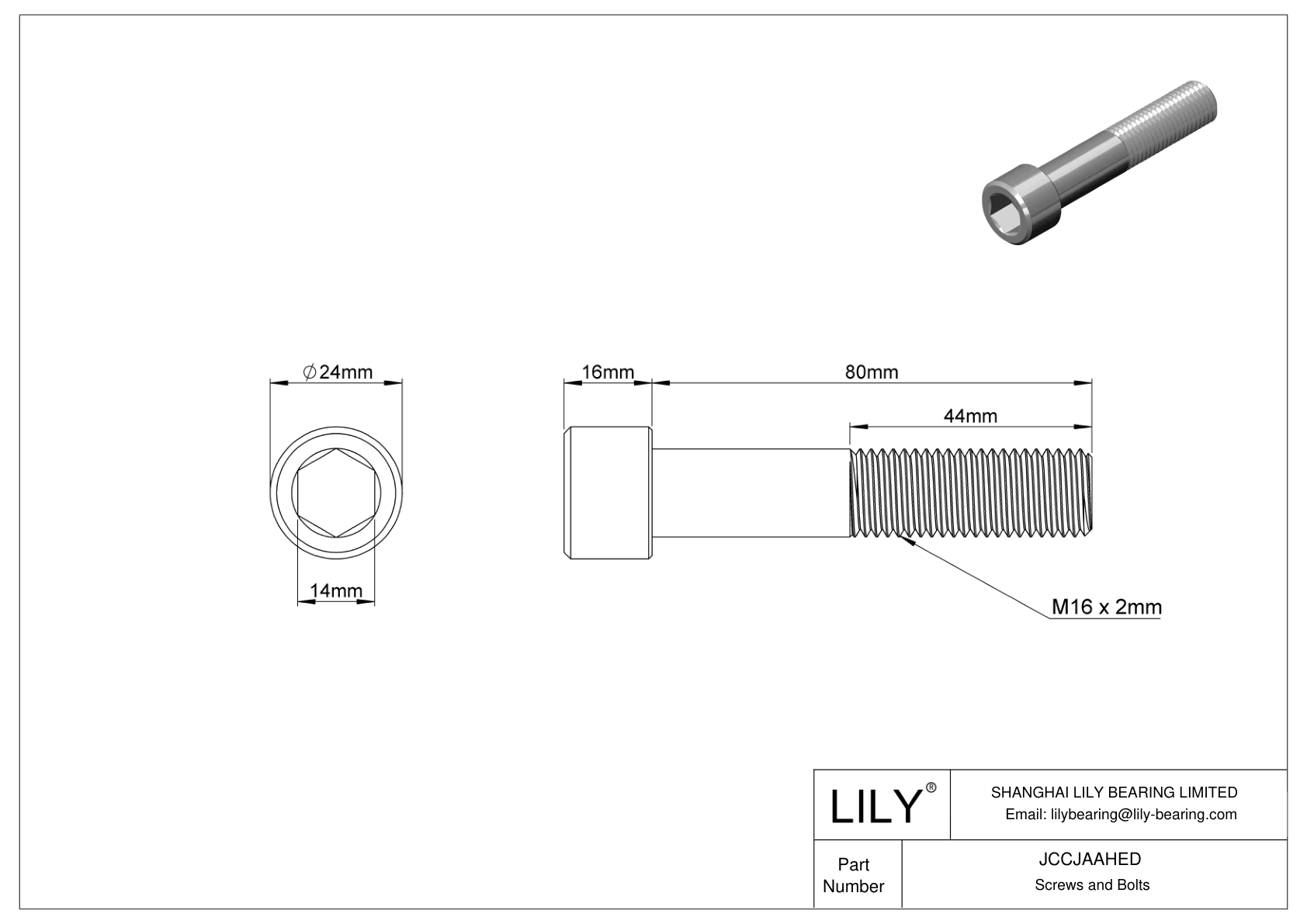 JCCJAAHED 超耐腐蚀 316 不锈钢内六角螺钉 cad drawing