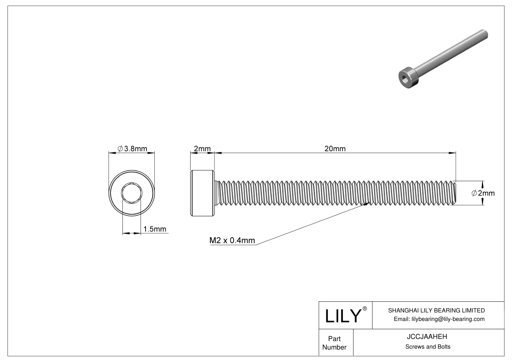 JCCJAAHEH 超耐腐蚀 316 不锈钢内六角螺钉 cad drawing