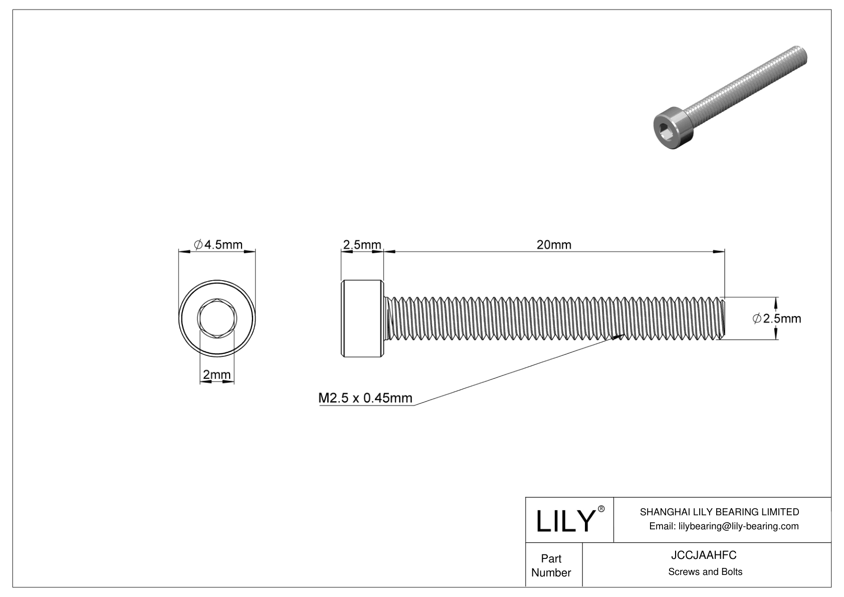 JCCJAAHFC 超耐腐蚀 316 不锈钢内六角螺钉 cad drawing