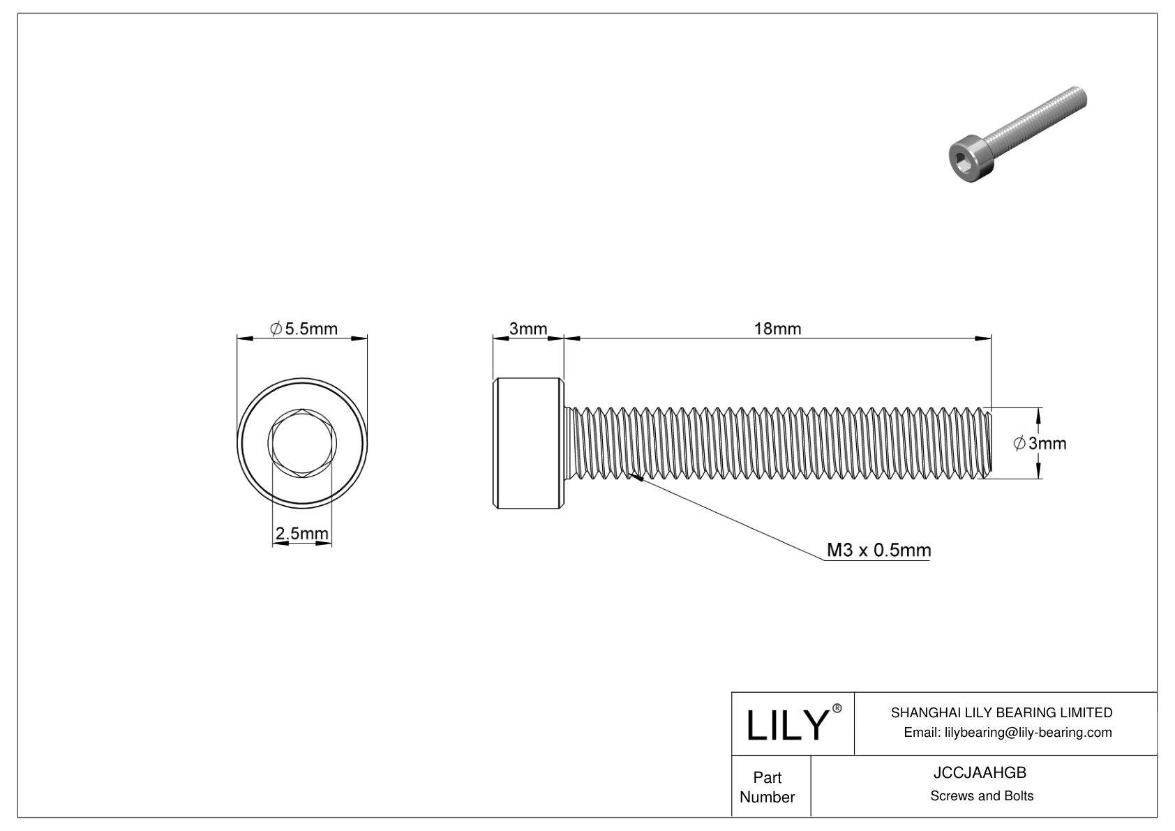 JCCJAAHGB Super-Corrosion-Resistant 316 Stainless Steel Socket Head Screws cad drawing