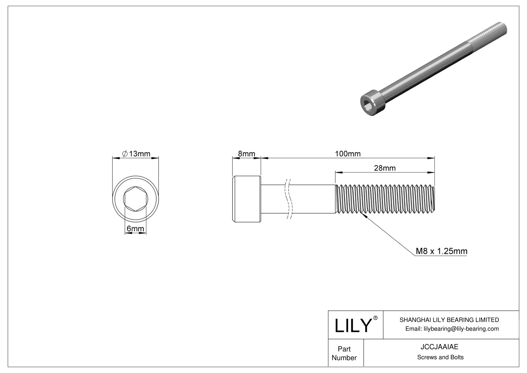 JCCJAAIAE 超耐腐蚀 316 不锈钢内六角螺钉 cad drawing