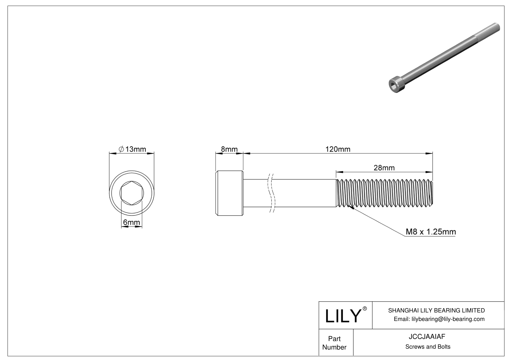 JCCJAAIAF Super-Corrosion-Resistant 316 Stainless Steel Socket Head Screws cad drawing