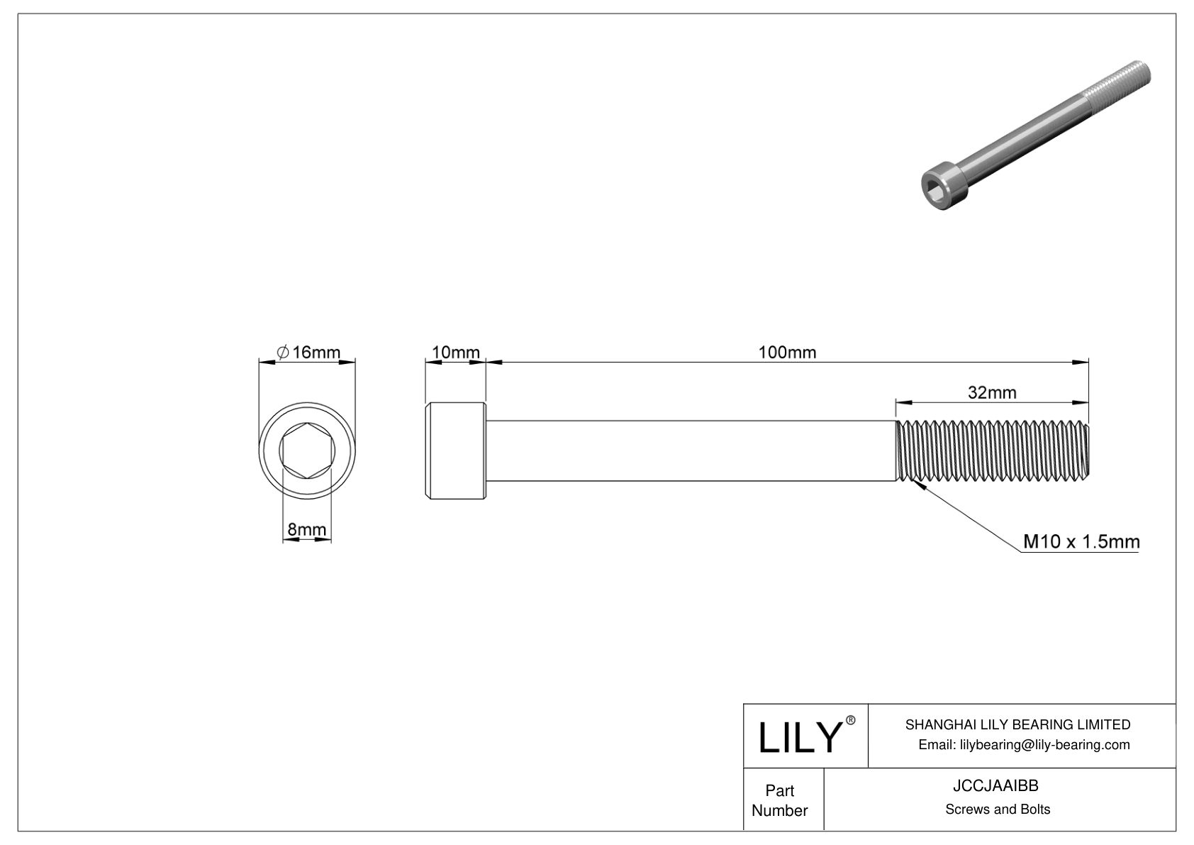 JCCJAAIBB 超耐腐蚀 316 不锈钢内六角螺钉 cad drawing