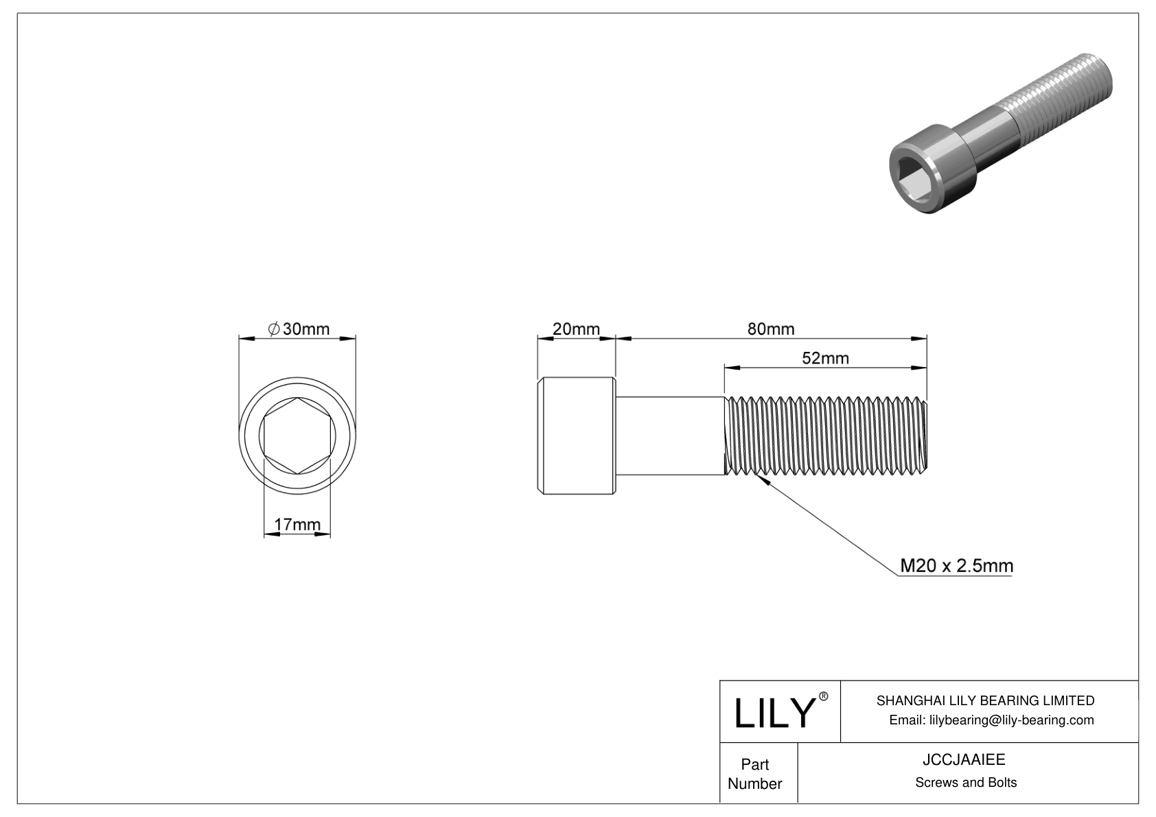 JCCJAAIEE 超耐腐蚀 316 不锈钢内六角螺钉 cad drawing