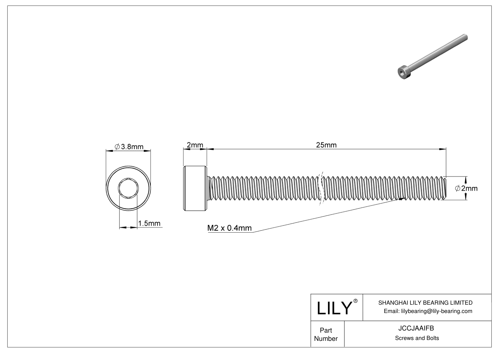 JCCJAAIFB 超耐腐蚀 316 不锈钢内六角螺钉 cad drawing