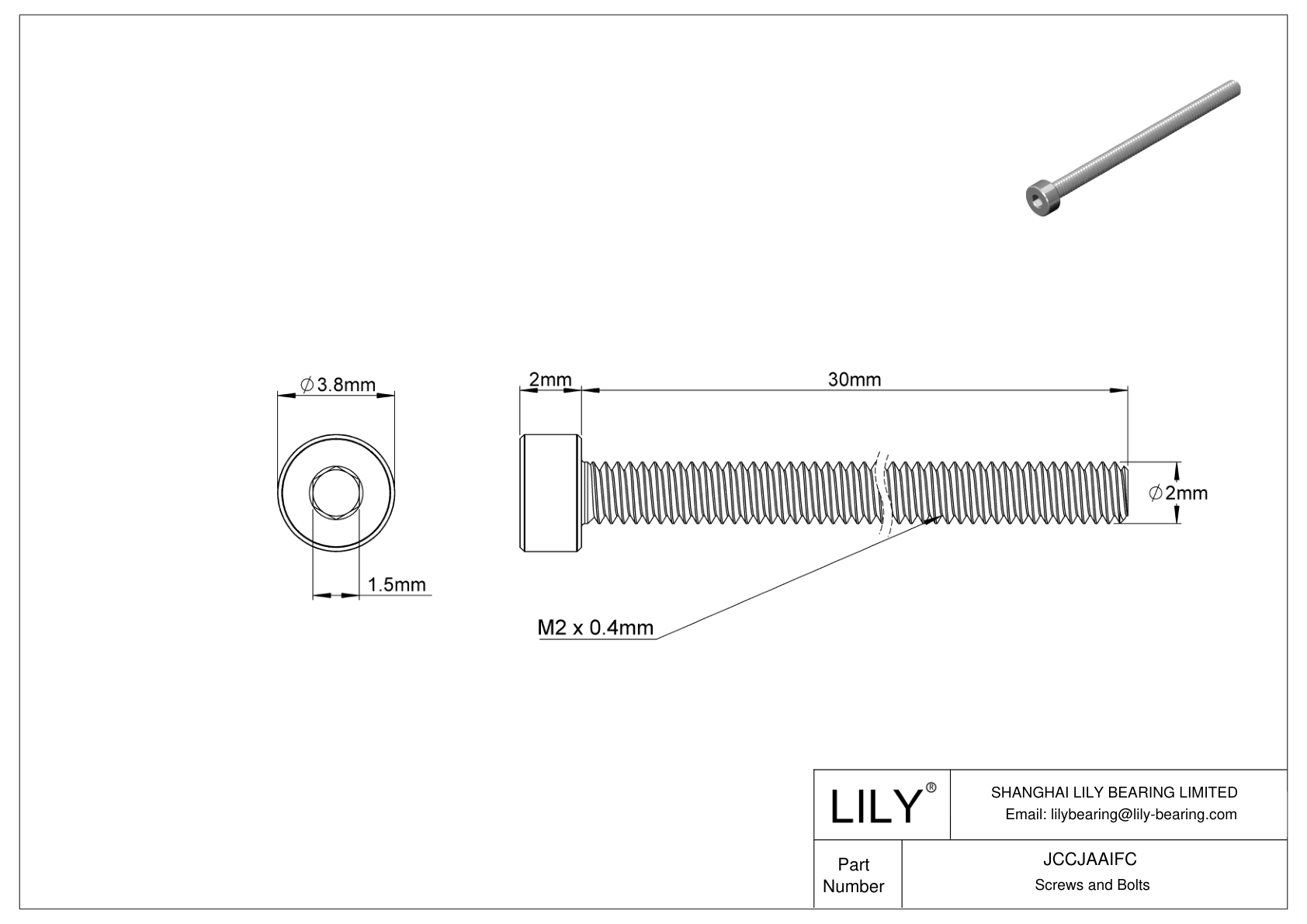 JCCJAAIFC 超耐腐蚀 316 不锈钢内六角螺钉 cad drawing