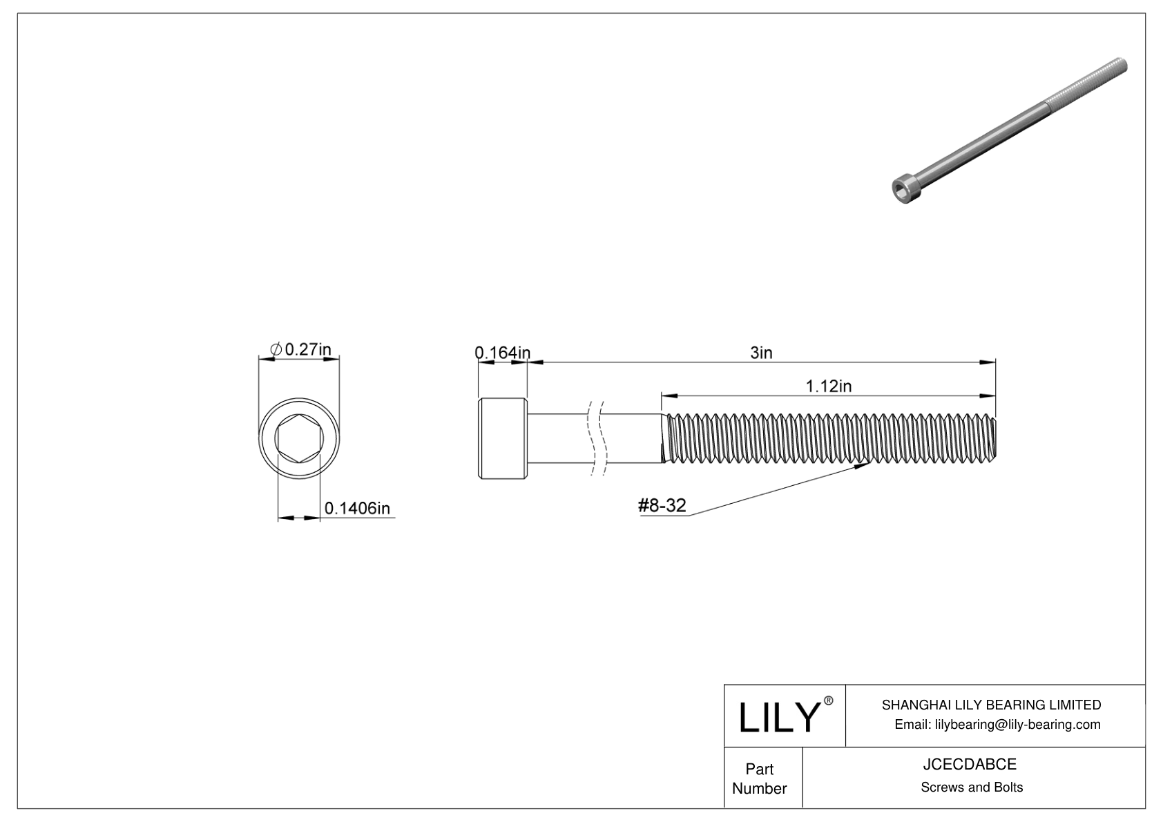 JCECDABCE High-Strength A286 Stainless Steel Socket Head Screws cad drawing