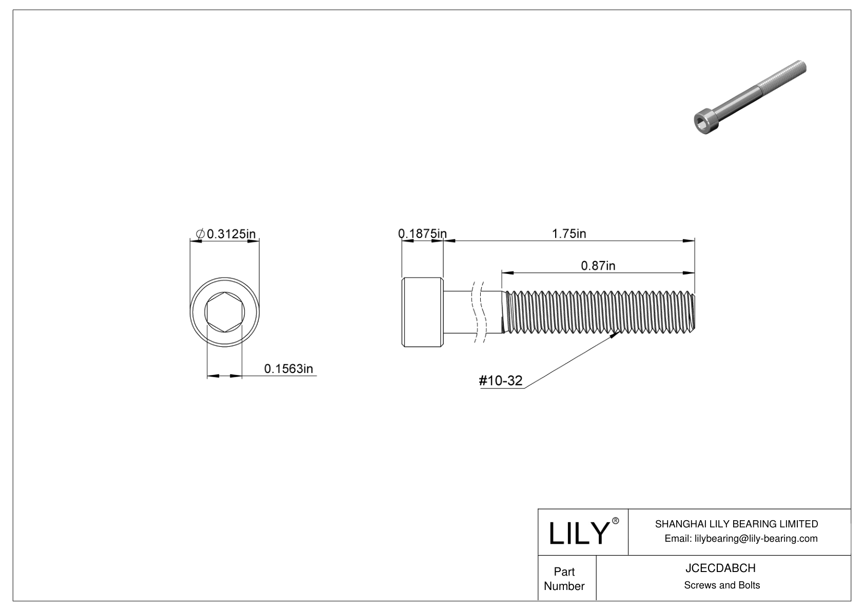 JCECDABCH Tornillos de cabeza cilíndrica de acero inoxidable A286 de alta resistencia cad drawing