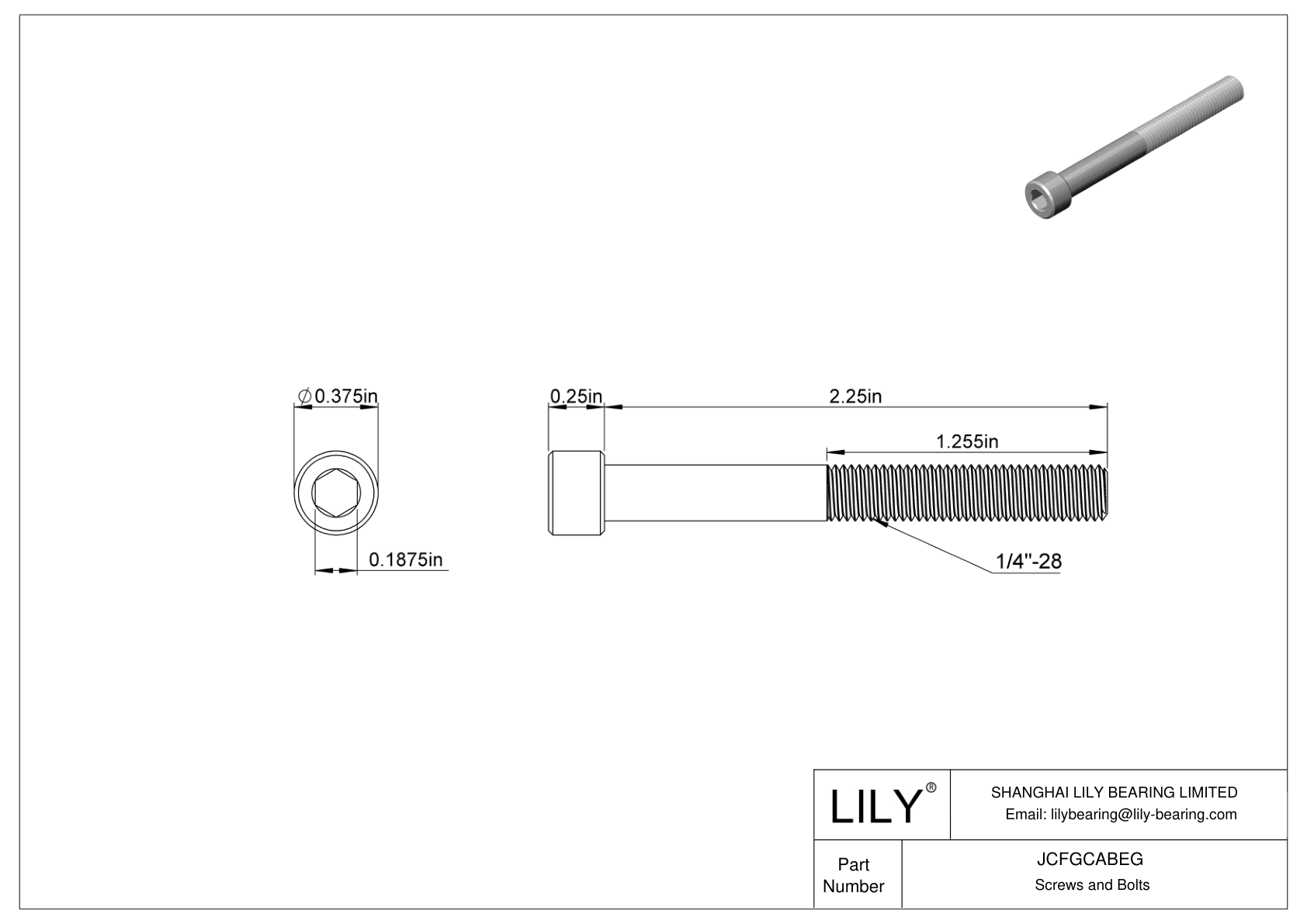 JCFGCABEG Mil. Spec. Alloy Steel Socket Head Screws cad drawing