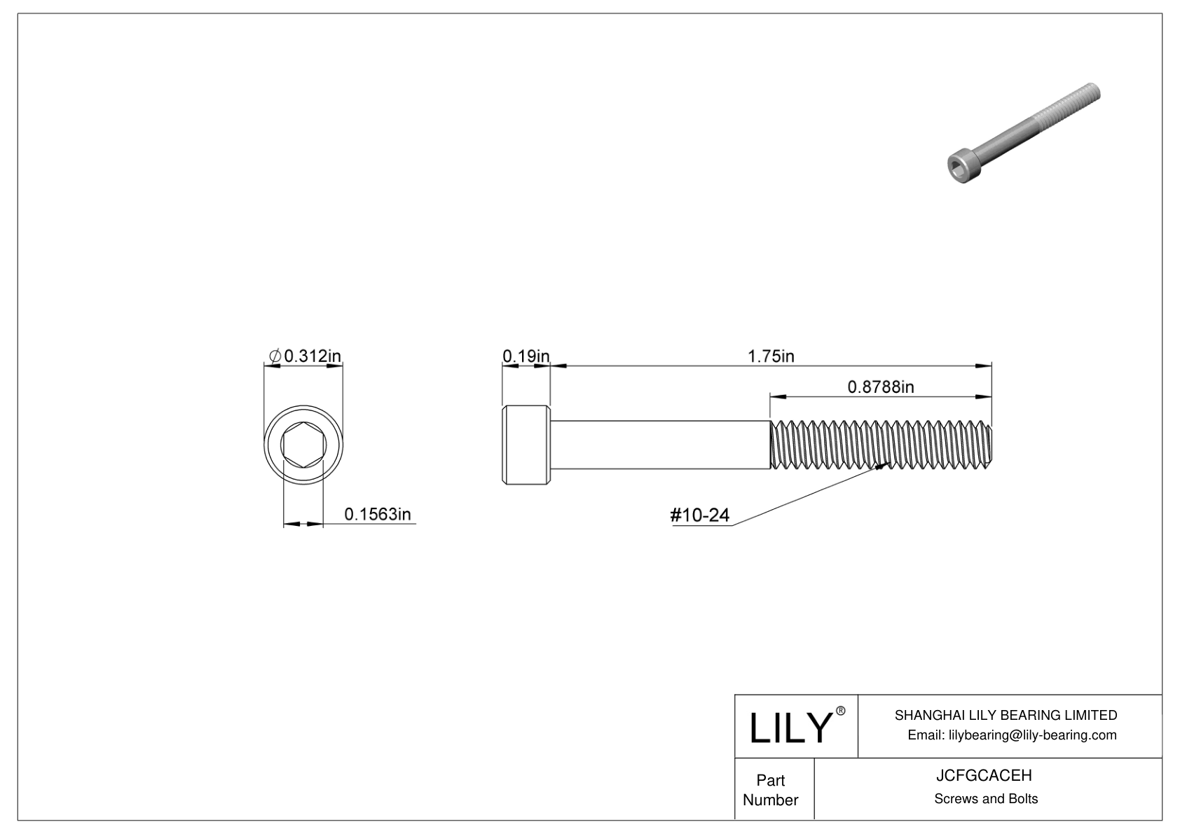 JCFGCACEH Mil. Spec. Alloy Steel Socket Head Screws cad drawing