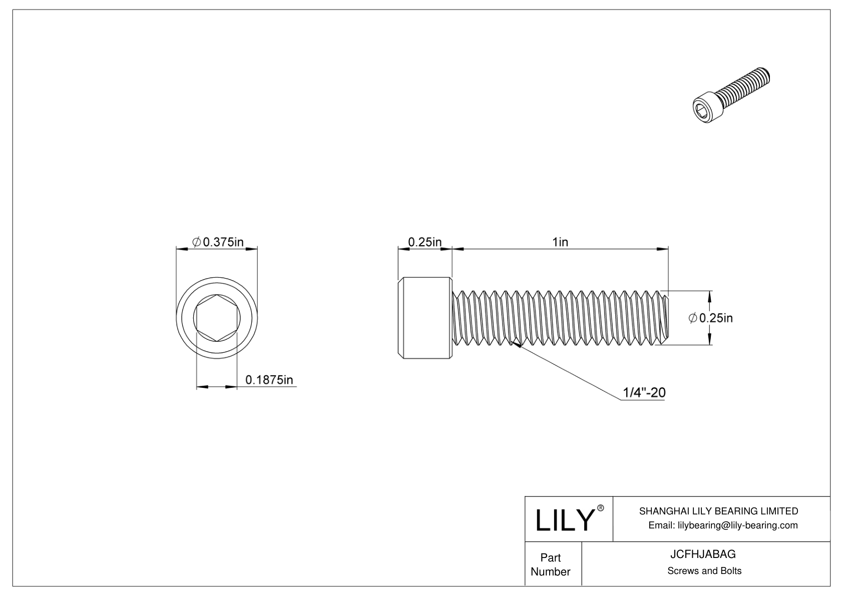 JCFHJABAG High-Temperature Alloy Steel Socket Head Screws—Grade B7 cad drawing