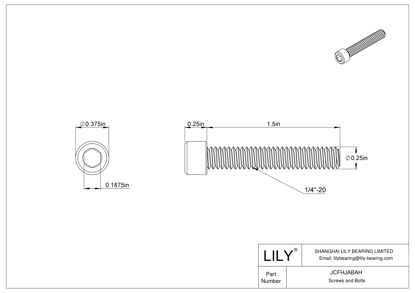 JCFHJABAH High-Temperature Alloy Steel Socket Head Screws—Grade B7 cad drawing