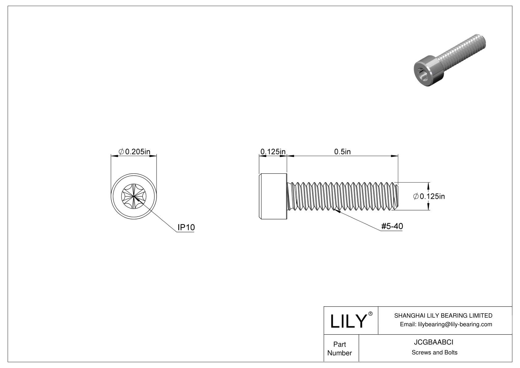 JCGBAABCI Tornillos Torx de cabeza cilíndrica de acero aleado cad drawing