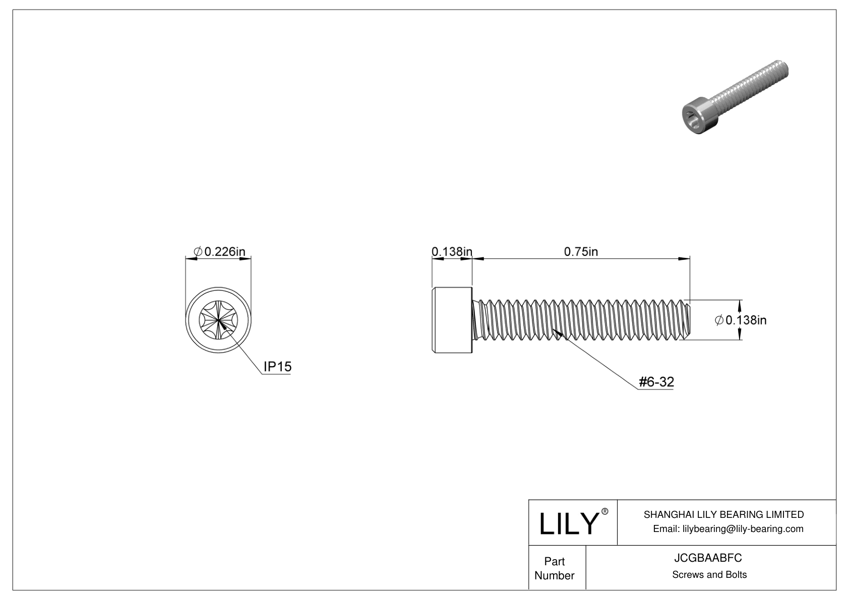 JCGBAABFC Tornillos Torx de cabeza cilíndrica de acero aleado cad drawing