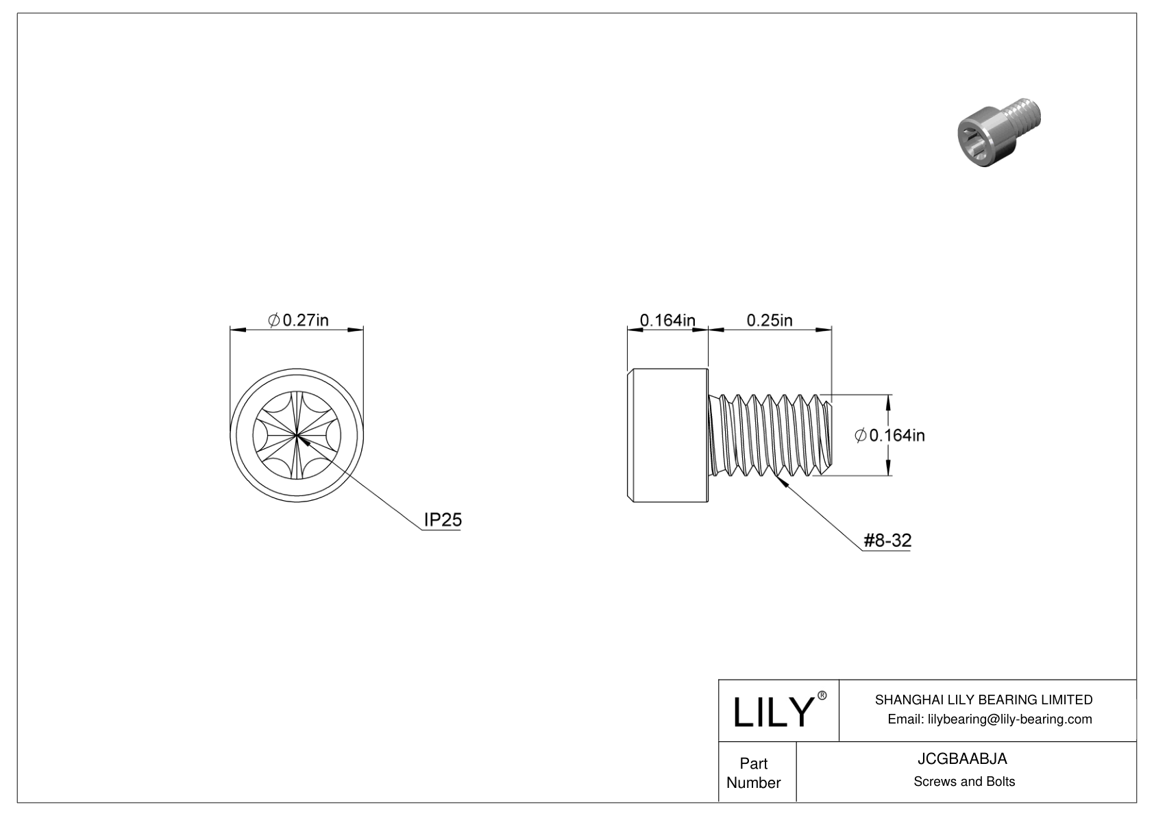 JCGBAABJA Torx Alloy Steel Socket Head Screws cad drawing