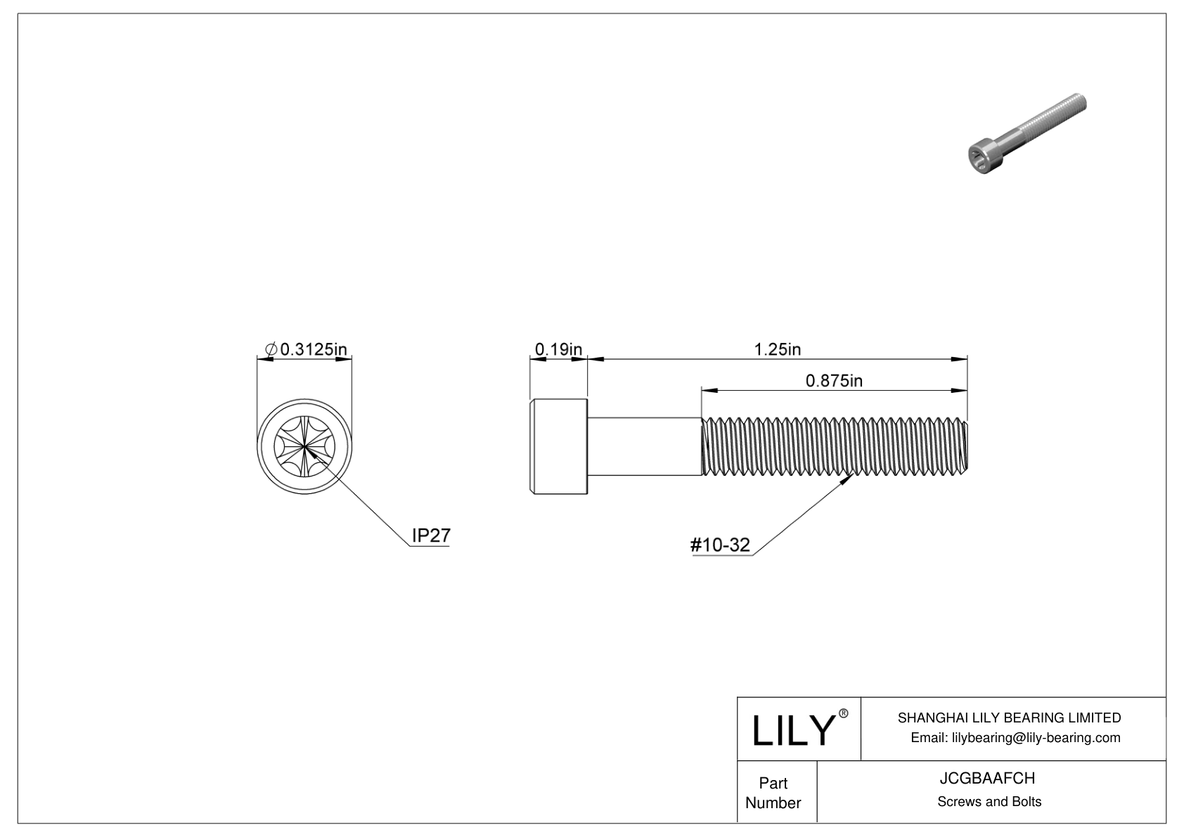 JCGBAAFCH Tornillos Torx de cabeza cilíndrica de acero aleado cad drawing