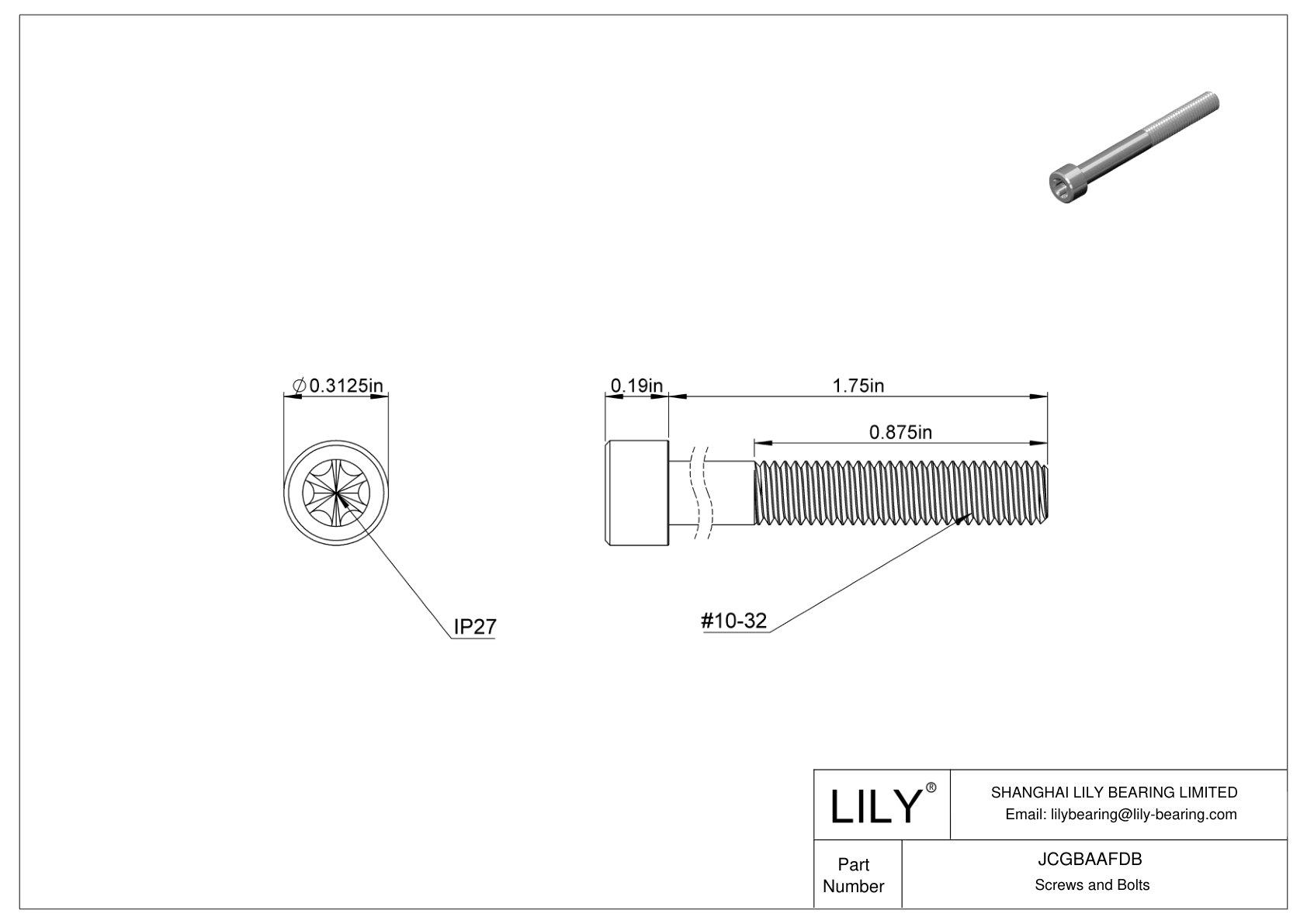 JCGBAAFDB 梅花头合金钢内六角螺钉 cad drawing