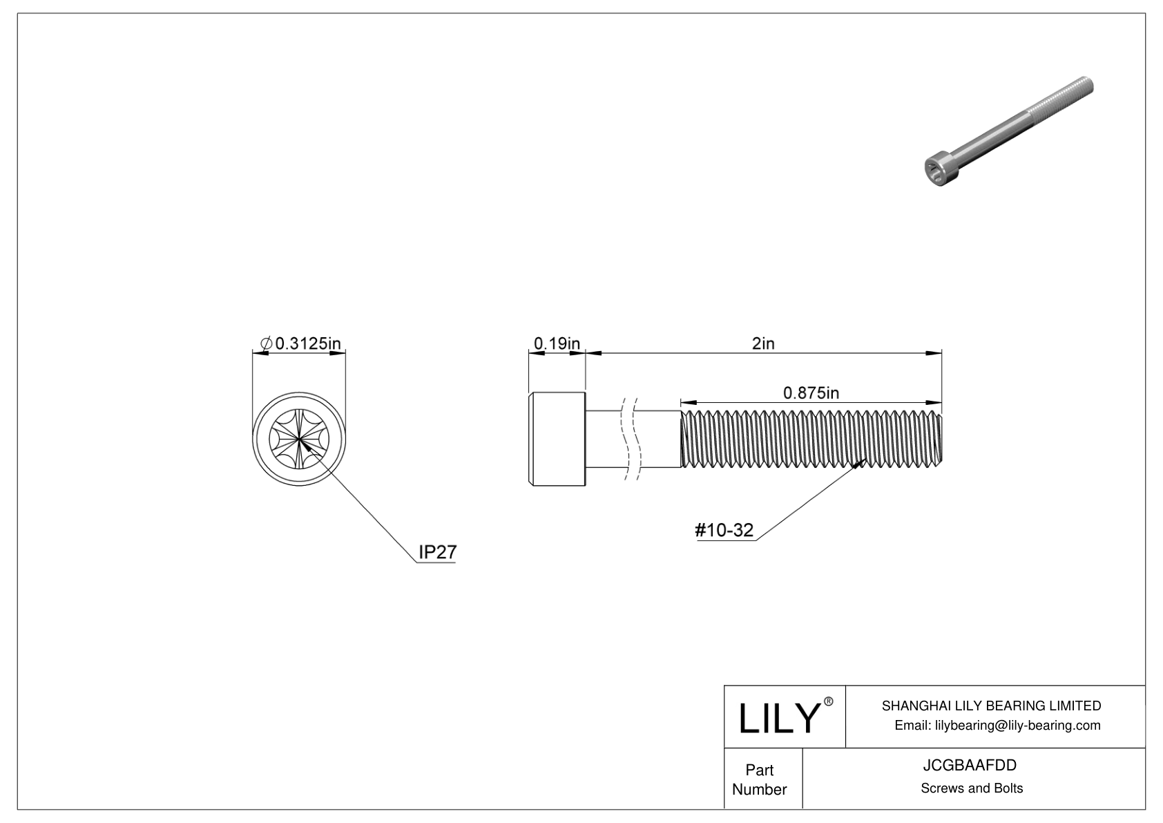 JCGBAAFDD Torx Alloy Steel Socket Head Screws cad drawing