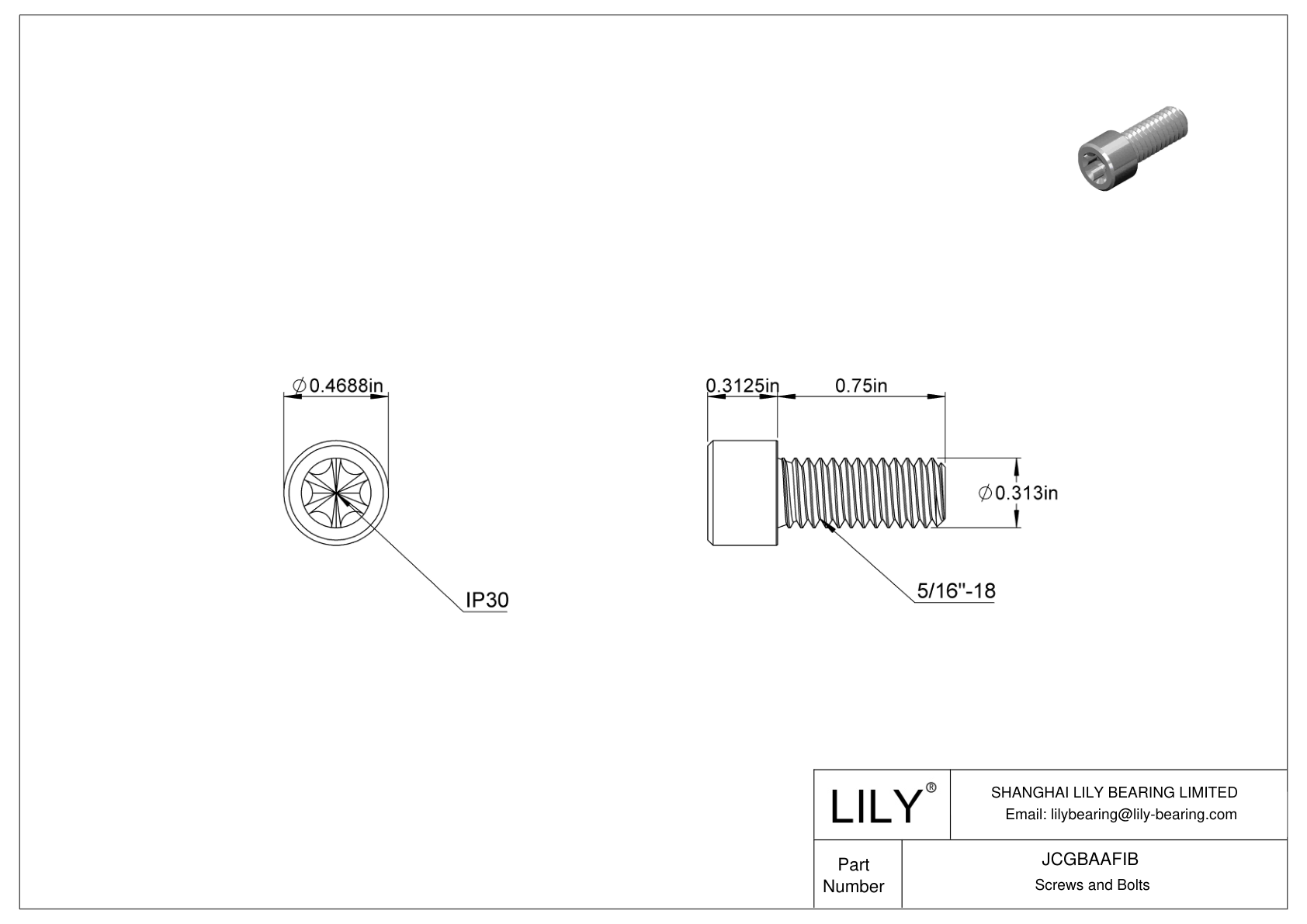 JCGBAAFIB 梅花头合金钢内六角螺钉 cad drawing