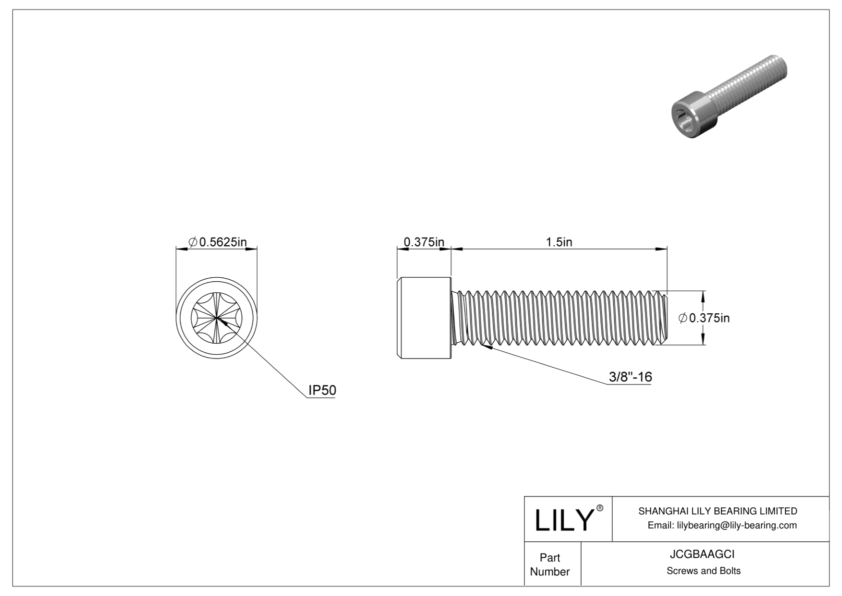 JCGBAAGCI 梅花头合金钢内六角螺钉 cad drawing