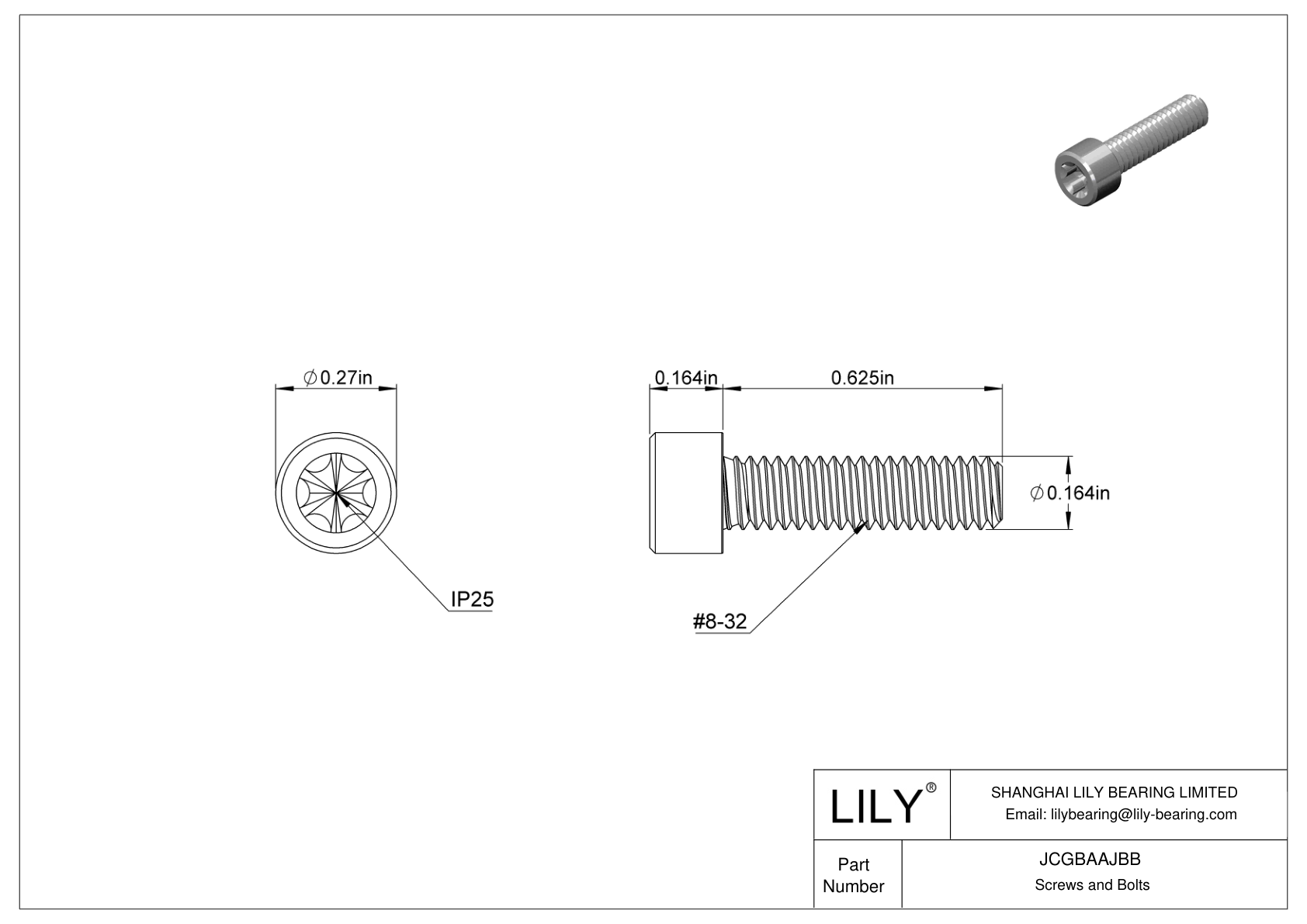 JCGBAAJBB Tornillos Torx de cabeza cilíndrica de acero aleado cad drawing