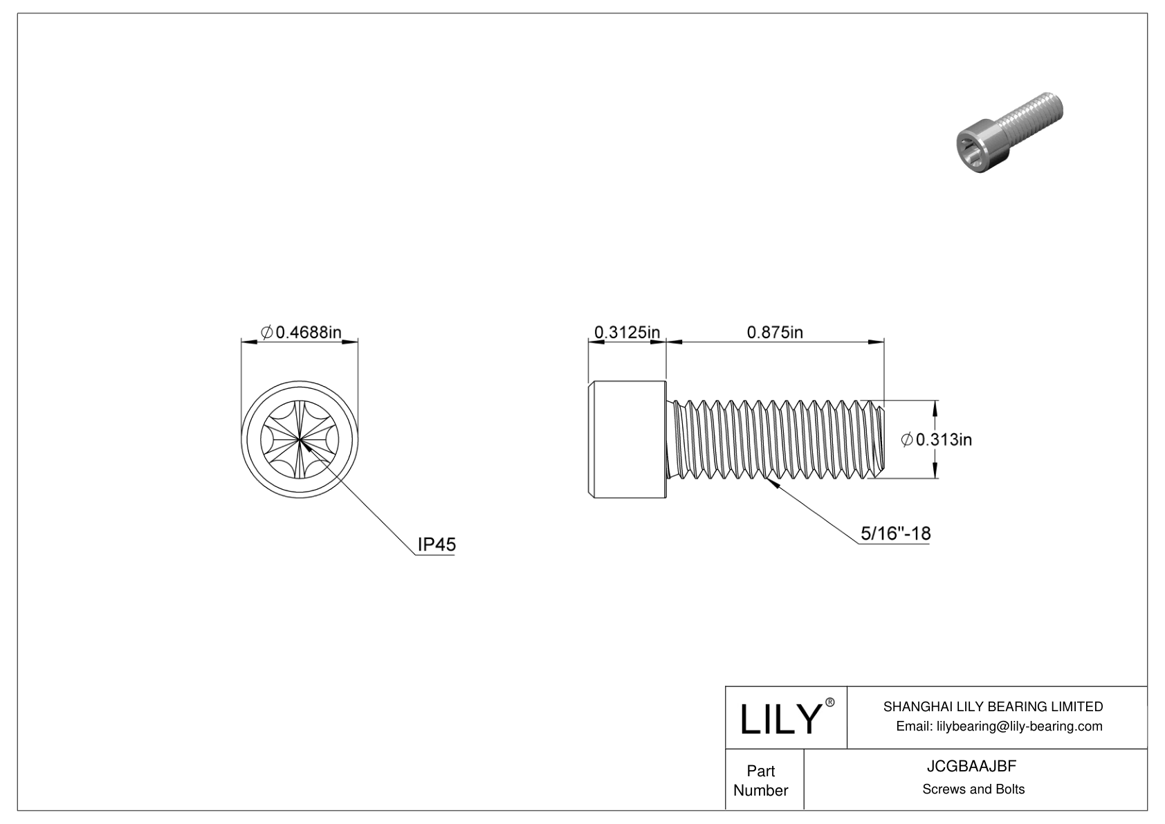 JCGBAAJBF 梅花头合金钢内六角螺钉 cad drawing