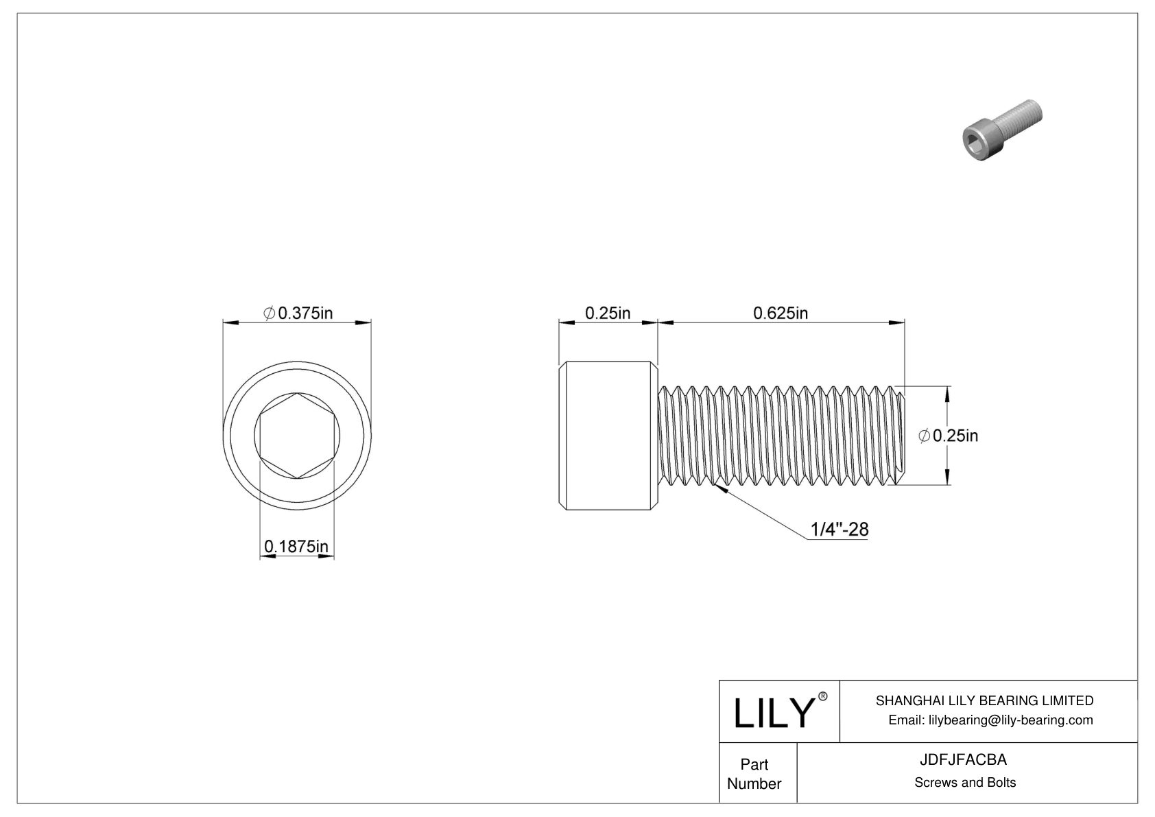 JDFJFACBA 18-8 Stainless Steel Socket Head Screws cad drawing