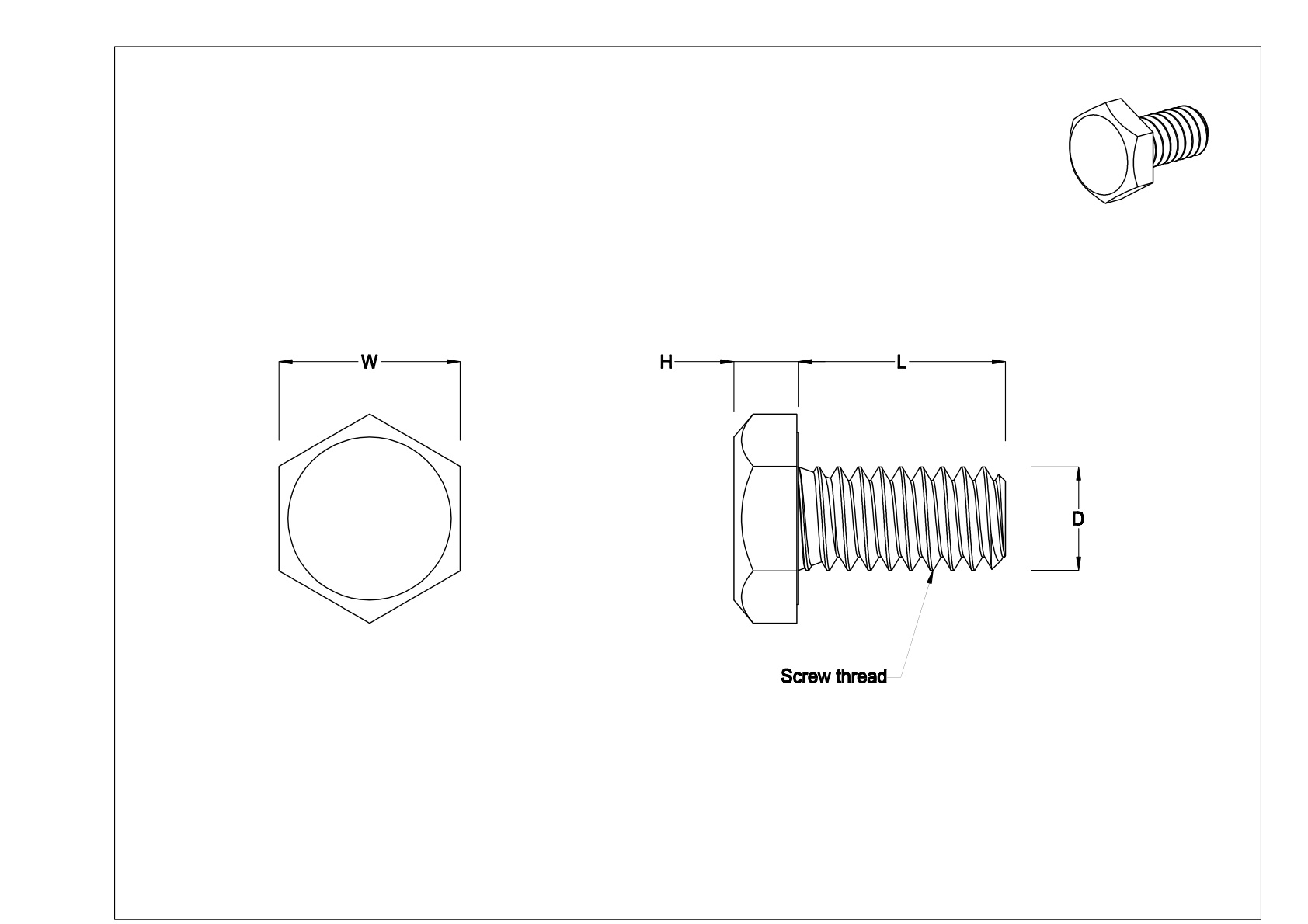 JDIBAABBA Super-Corrosion-Resistant High-StrengthBumax 88 Hex Head Screws cad drawing