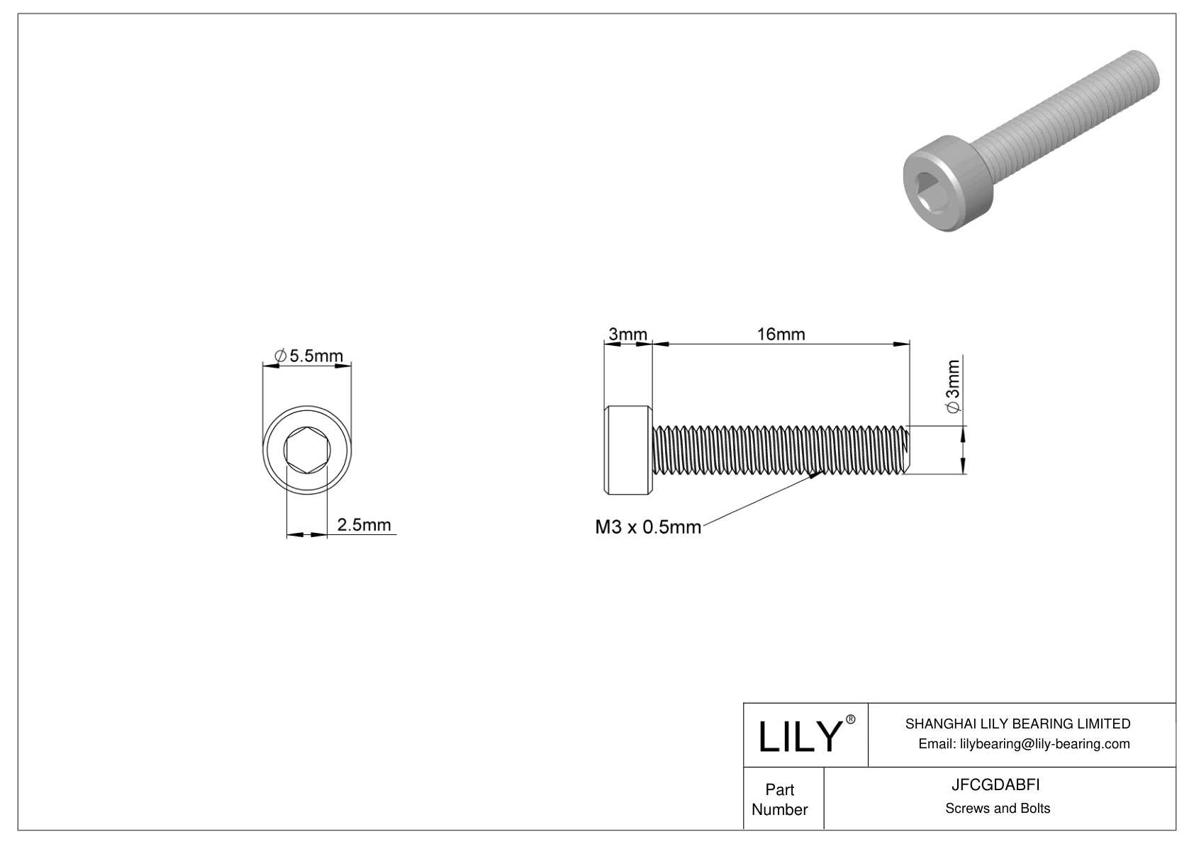 JFCGDABFI Alloy Steel Socket Head Screws cad drawing