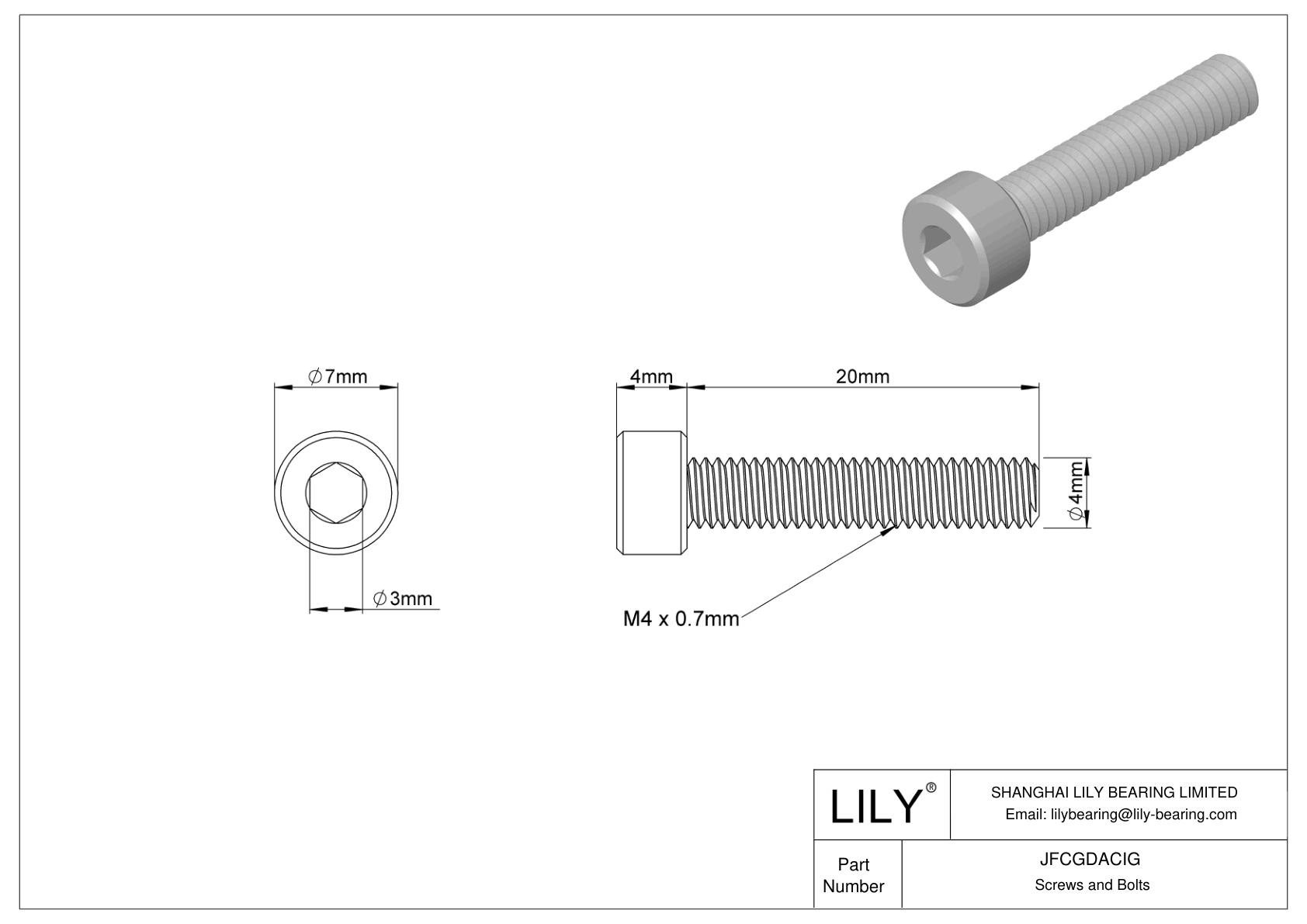 JFCGDACIG Tornillos de cabeza cilíndrica de acero aleado cad drawing