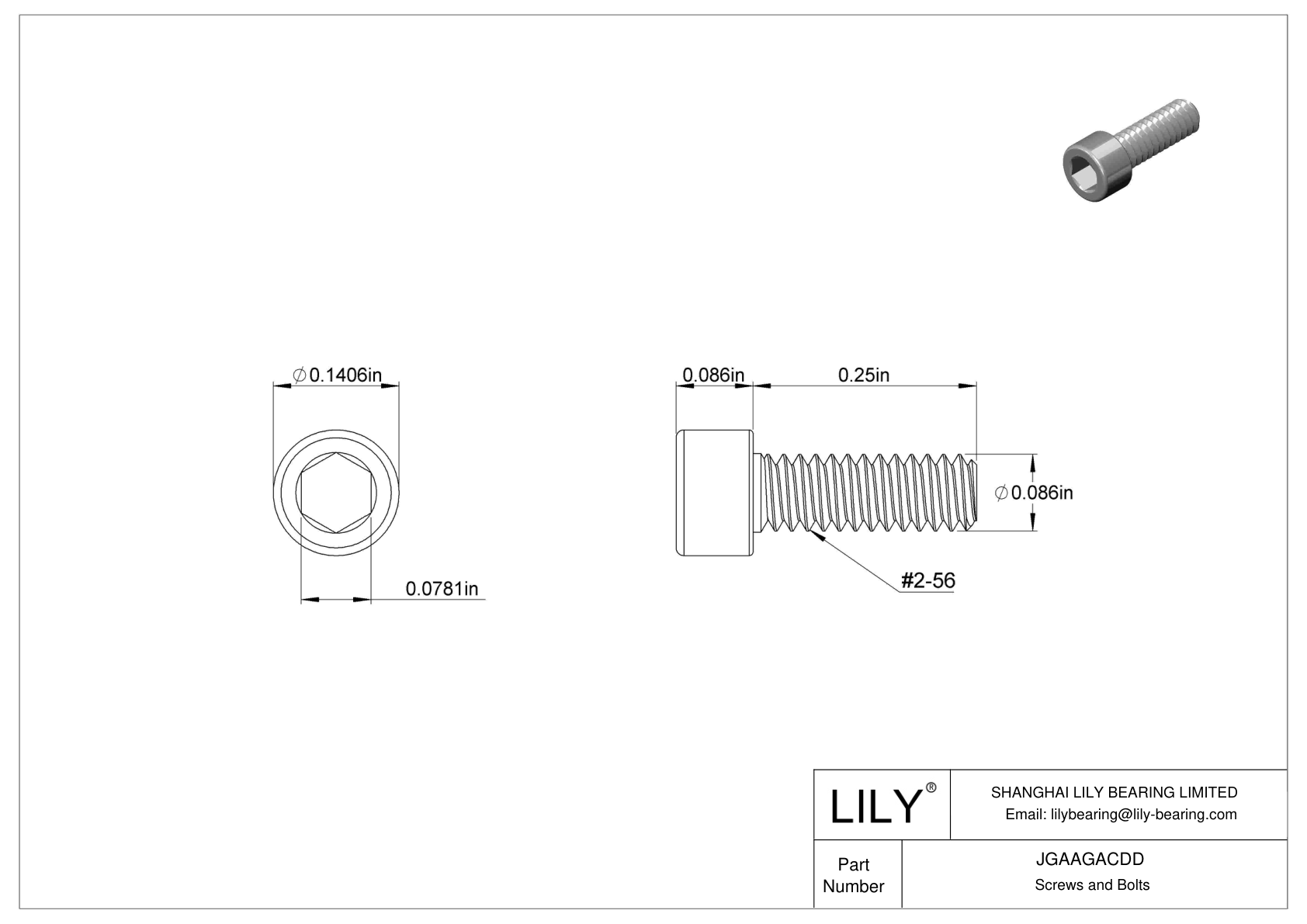 JGAAGACDD 18-8 Stainless Steel Socket Head Screws cad drawing