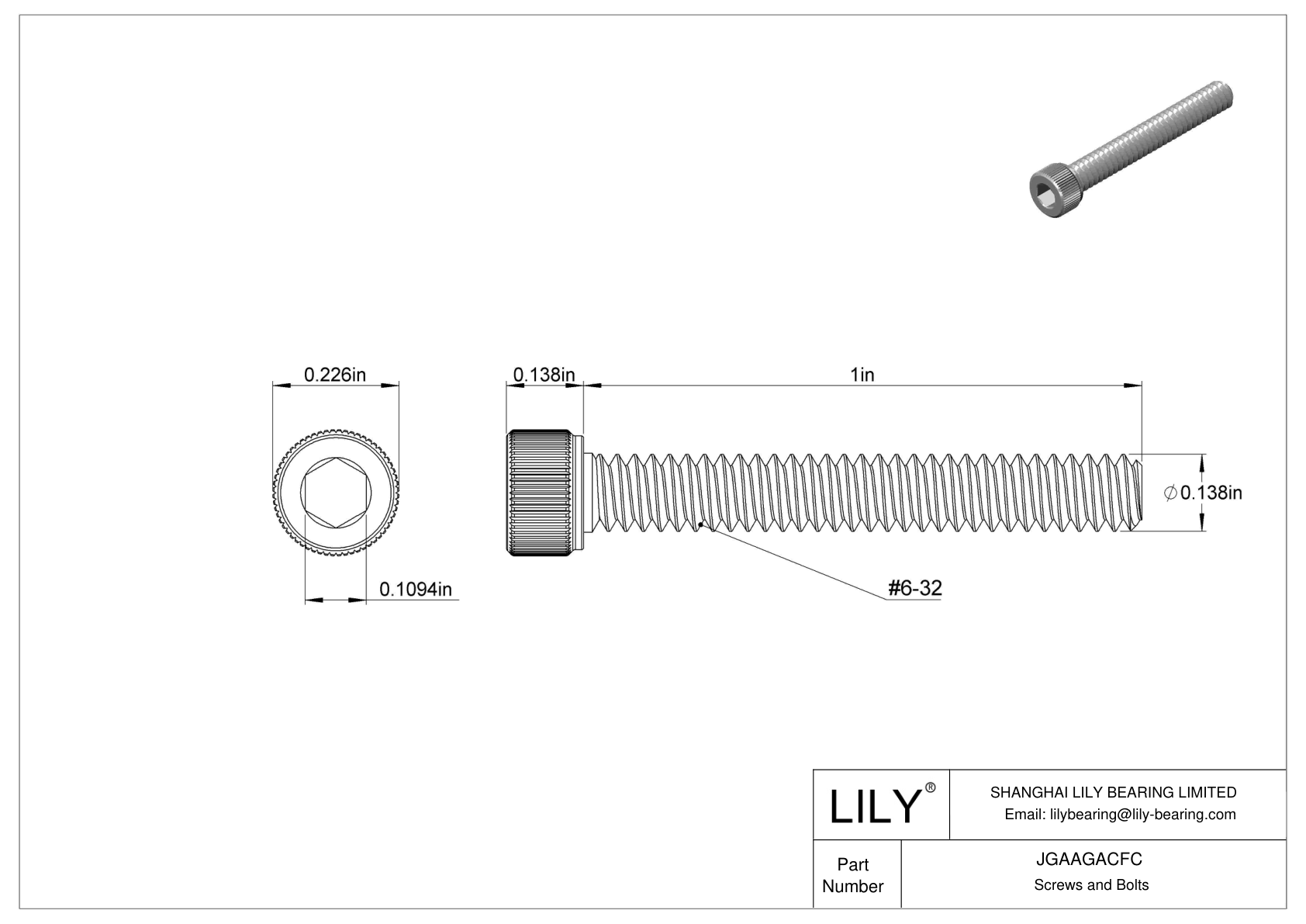 JGAAGACFC Tornillos de cabeza cilíndrica de acero inoxidable 18-8 cad drawing