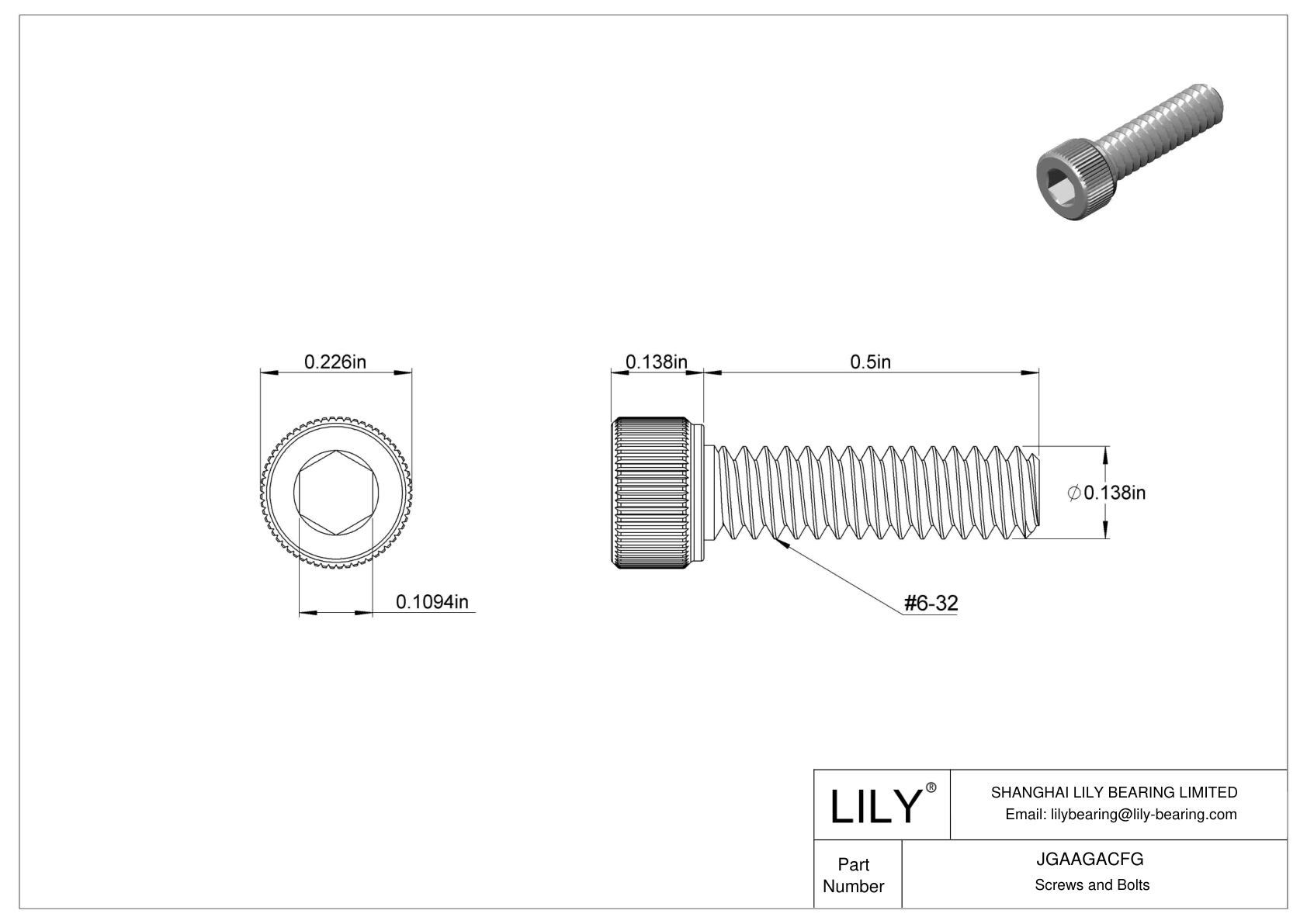 JGAAGACFG Tornillos de cabeza cilíndrica de acero inoxidable 18-8 cad drawing