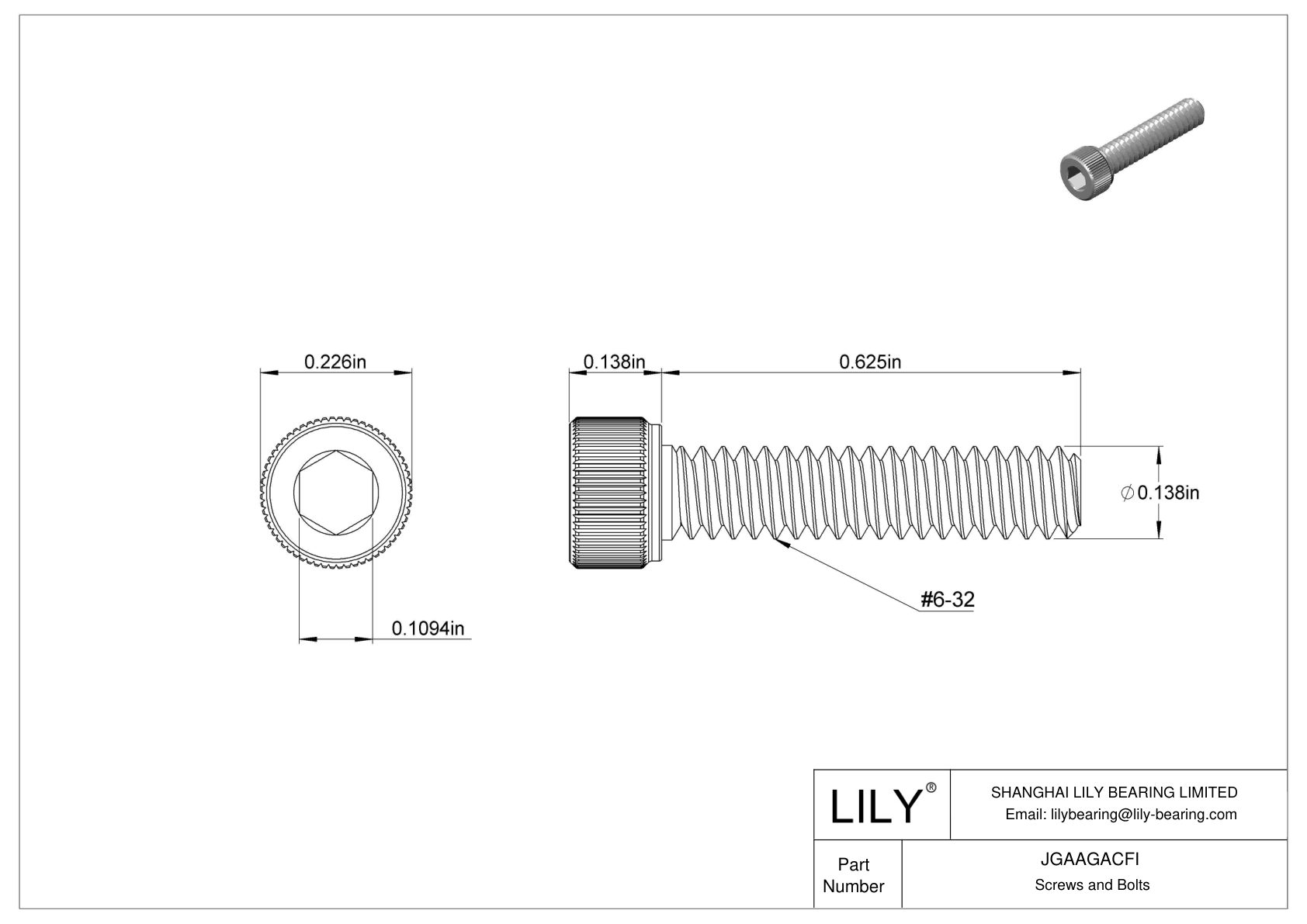 JGAAGACFI Tornillos de cabeza cilíndrica de acero inoxidable 18-8 cad drawing